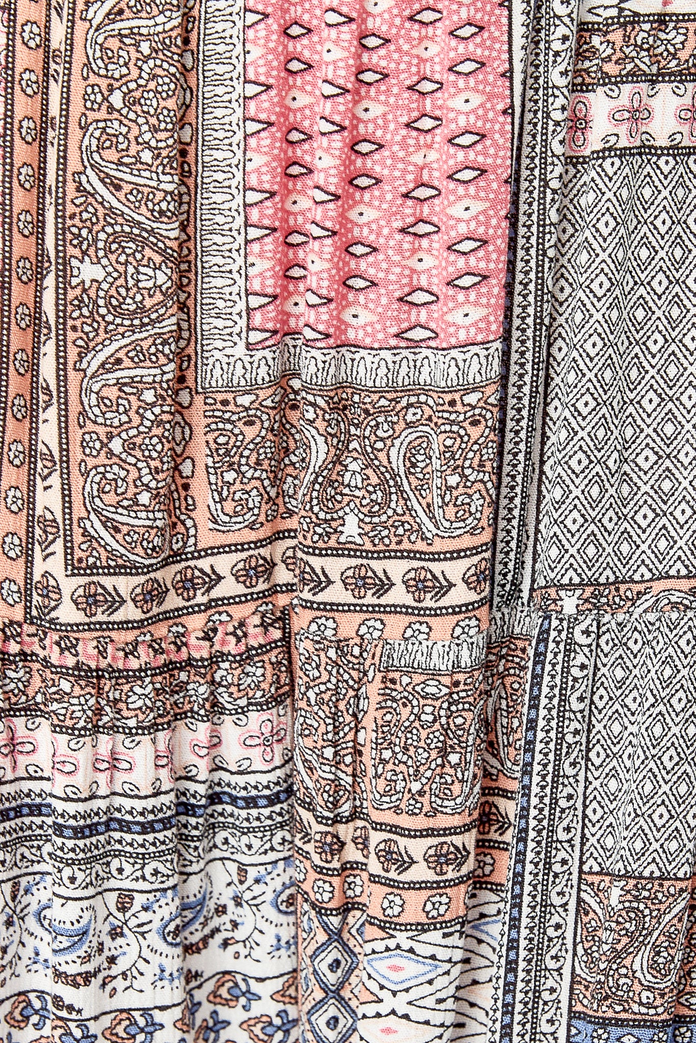 Patchwork Rayon Gauze Tiered Maxi Skirt - Image 4