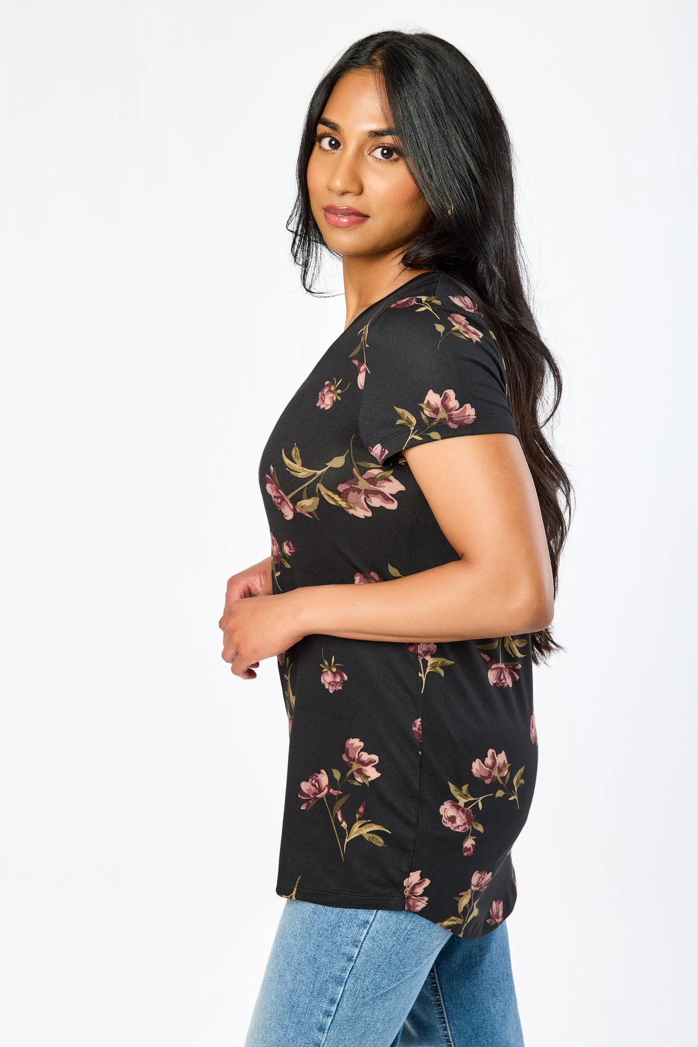 Peony Cap-Sleeve Scoop-Neck Tee - Image 3