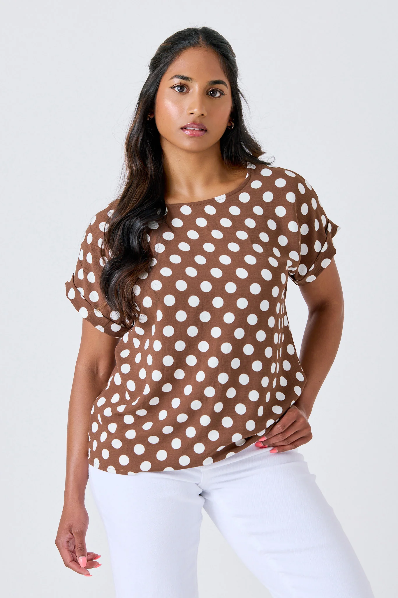 Polka Dot Airflow Short-Sleeve Blouse - Image 3