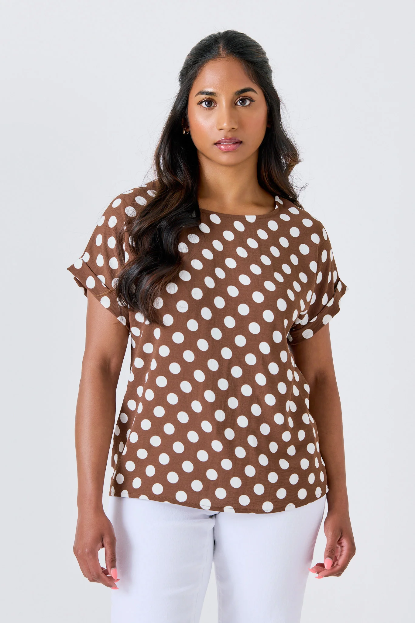 Polka Dot Airflow Short-Sleeve Blouse - Image 5
