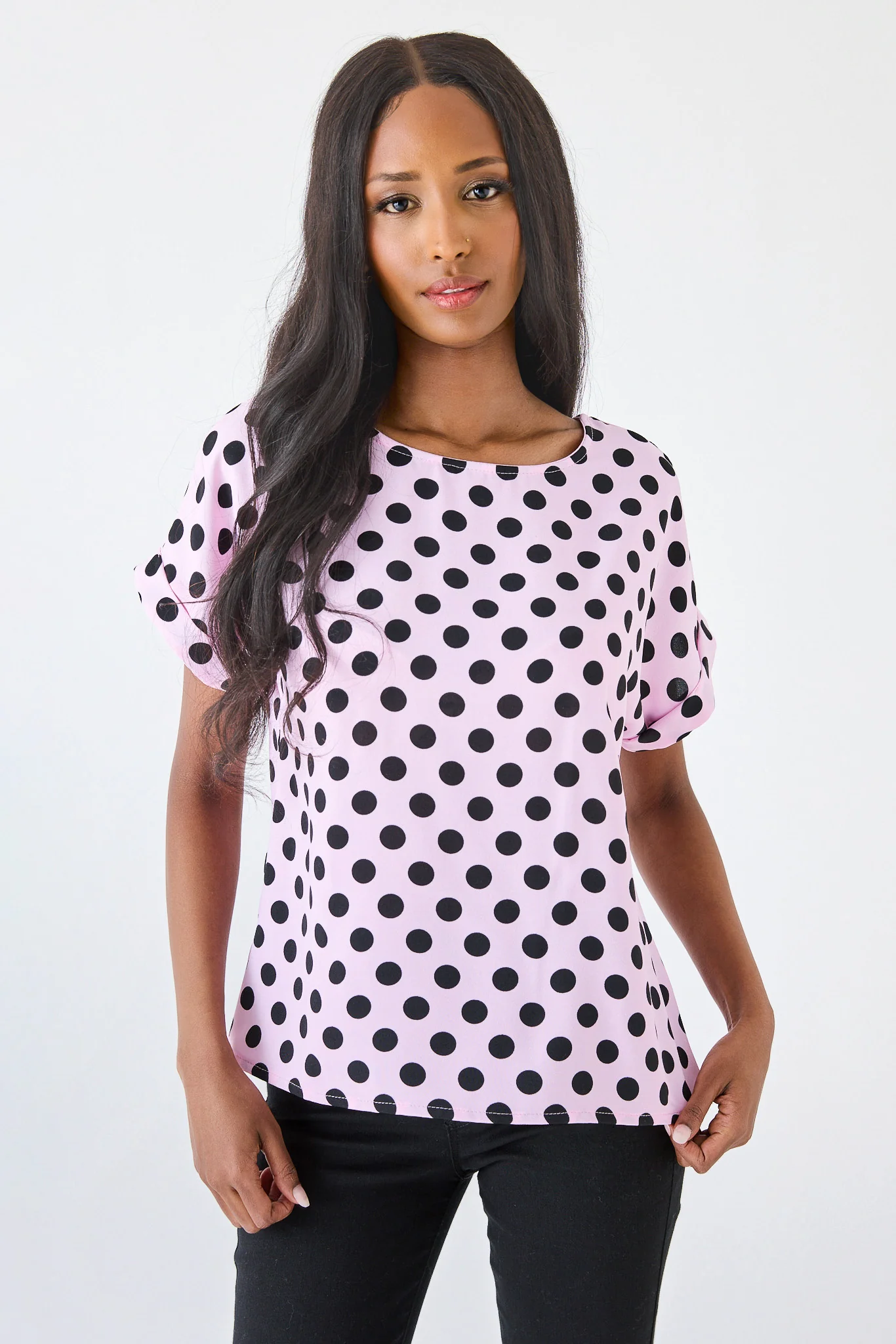 Polka Dot Airflow Short-Sleeve Blouse - Image 8