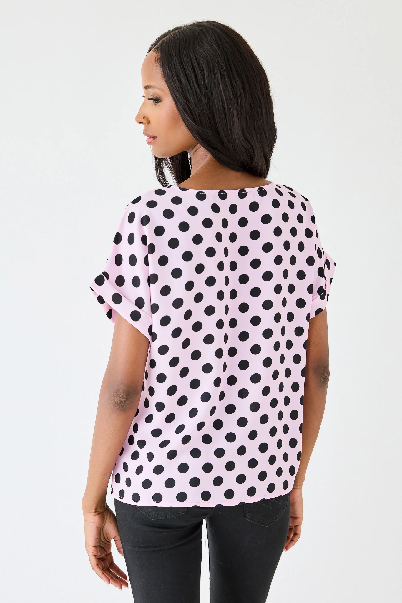Polka Dot Airflow Short-Sleeve Blouse - Image 9