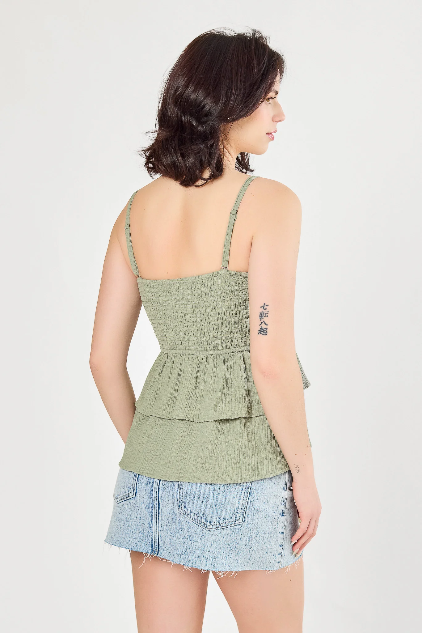 Pucker Knit Smocked Top with Tiered Hem - Image 6