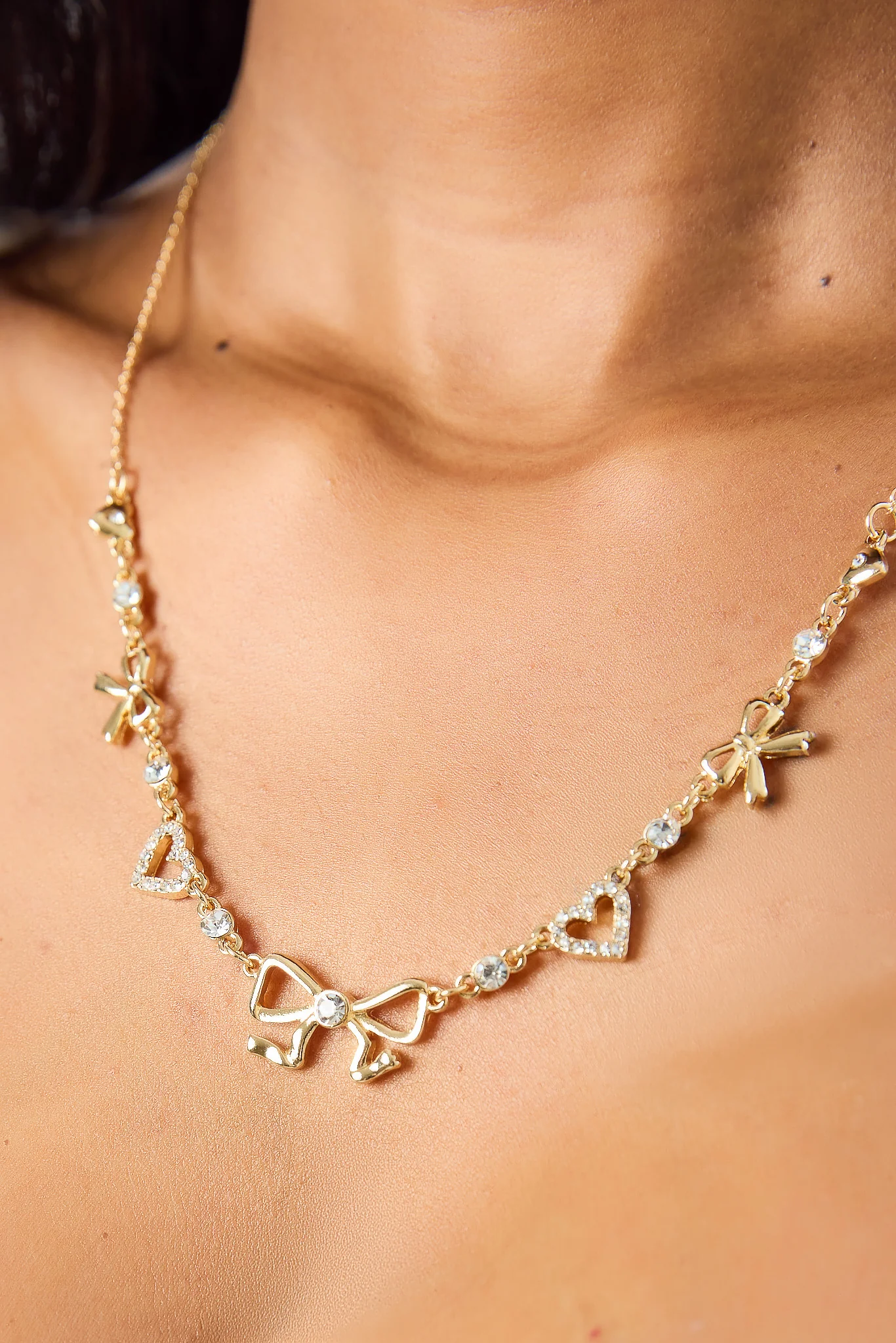 Rhinestone Bows and Hearts Necklace - Image 2