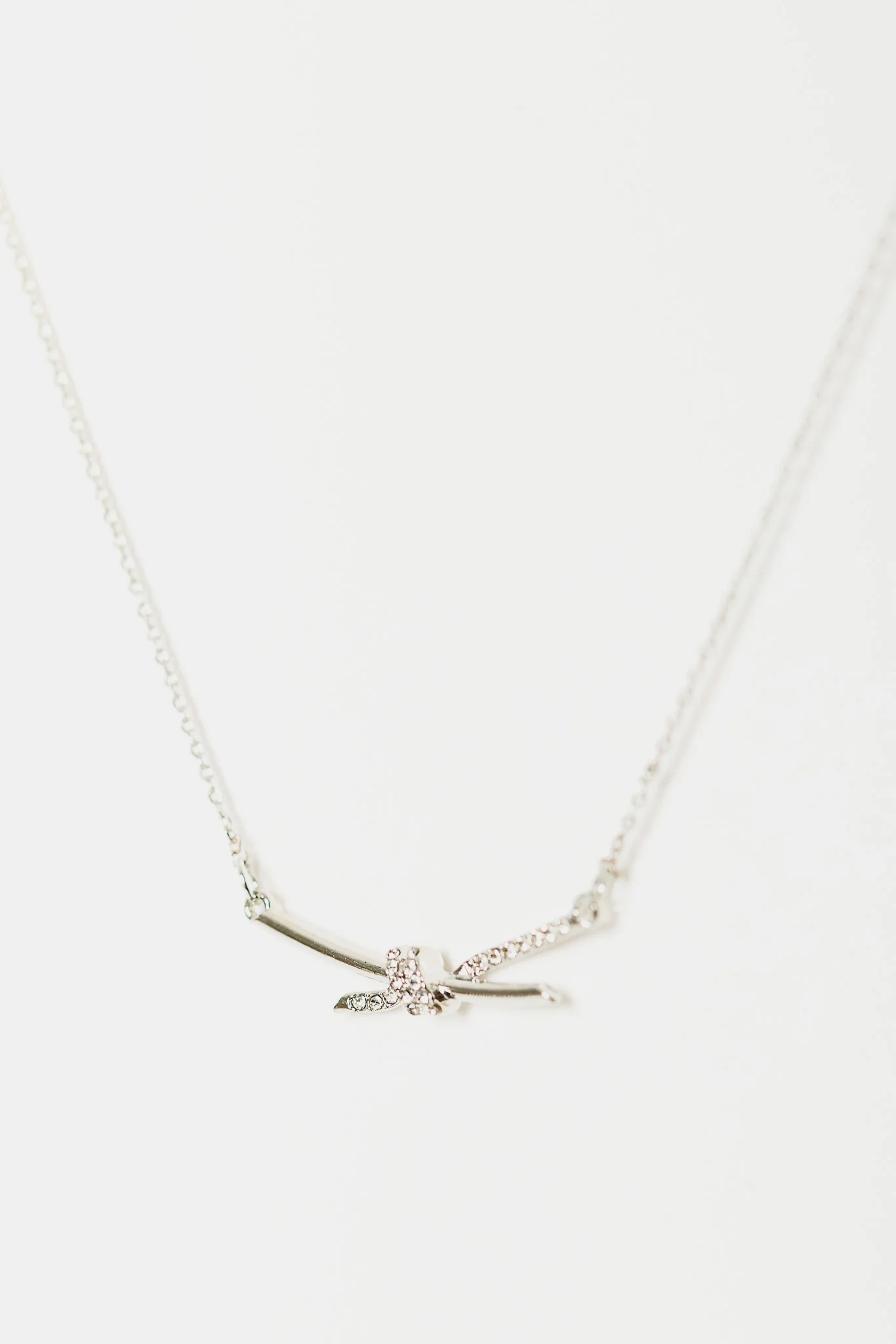 Rhinestone Knot Charm Necklace - Image 3