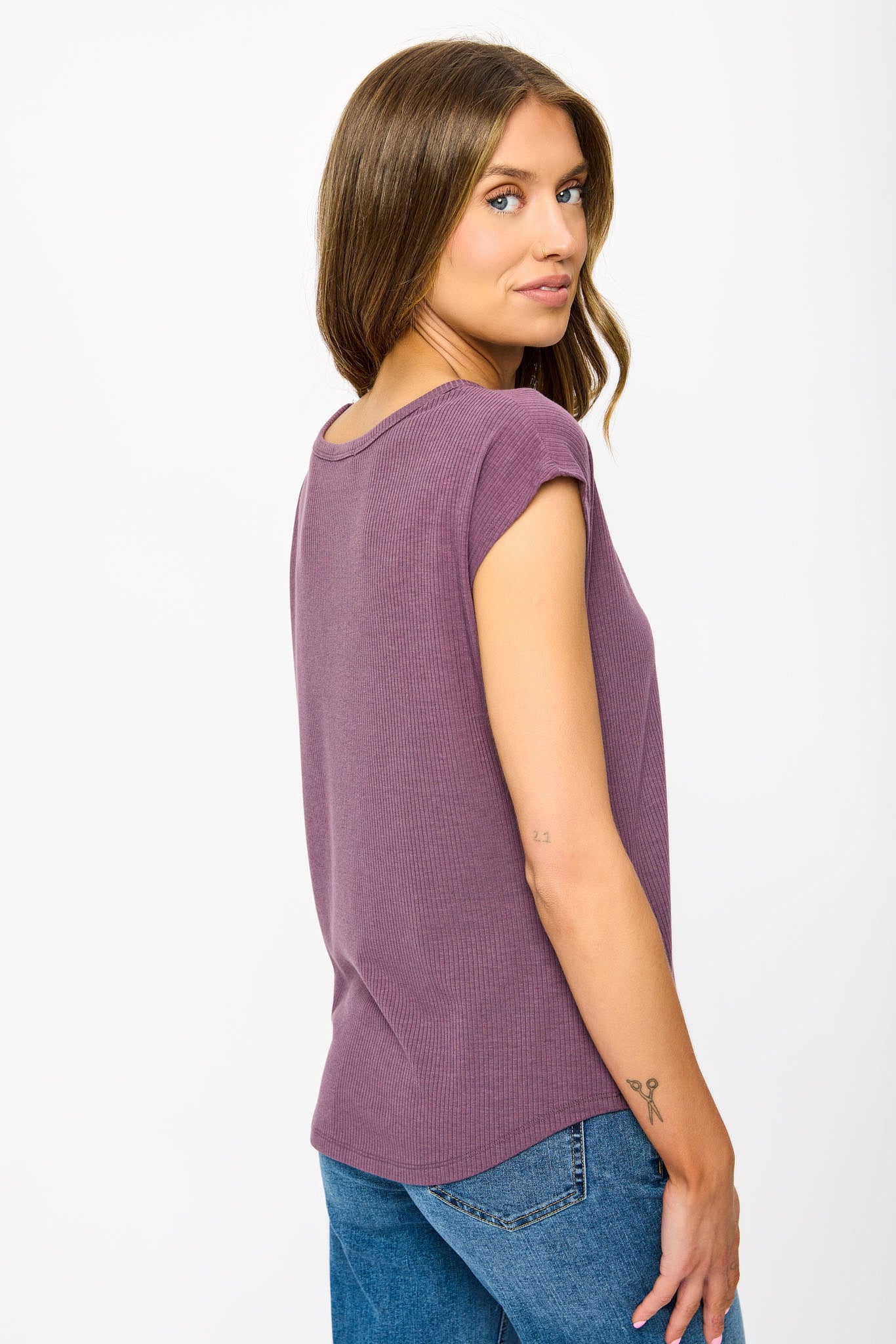 Ribbed Cap-Sleeve Tee - Image 12