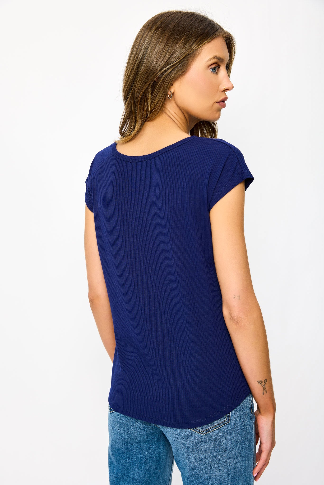 Ribbed Cap-Sleeve Tee - Image 4