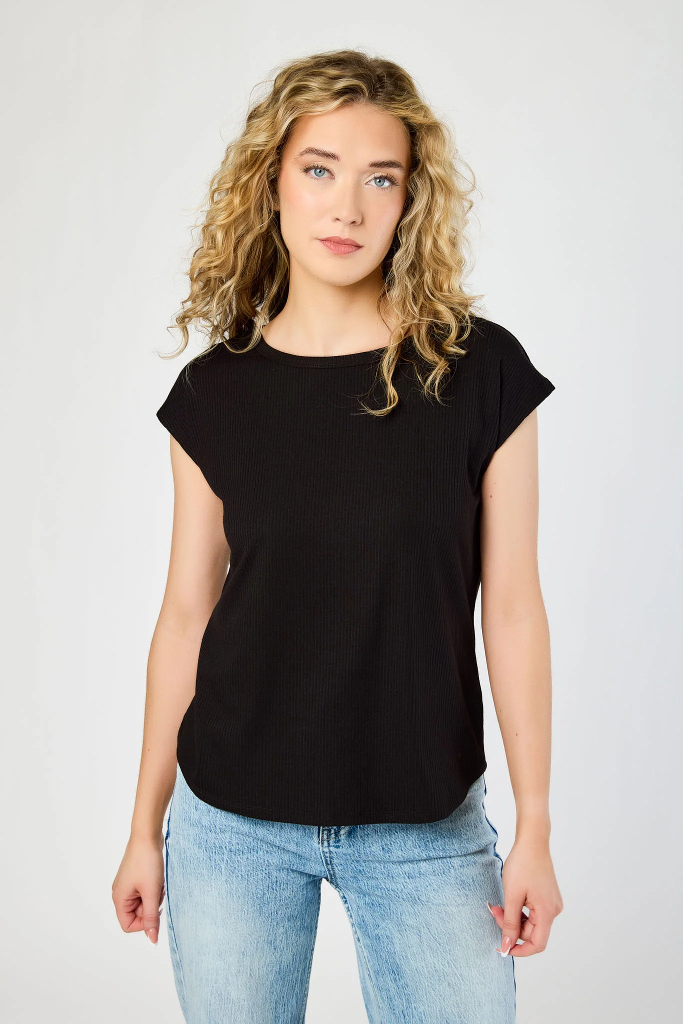 Ribbed Cap-Sleeve Tee - Image 5