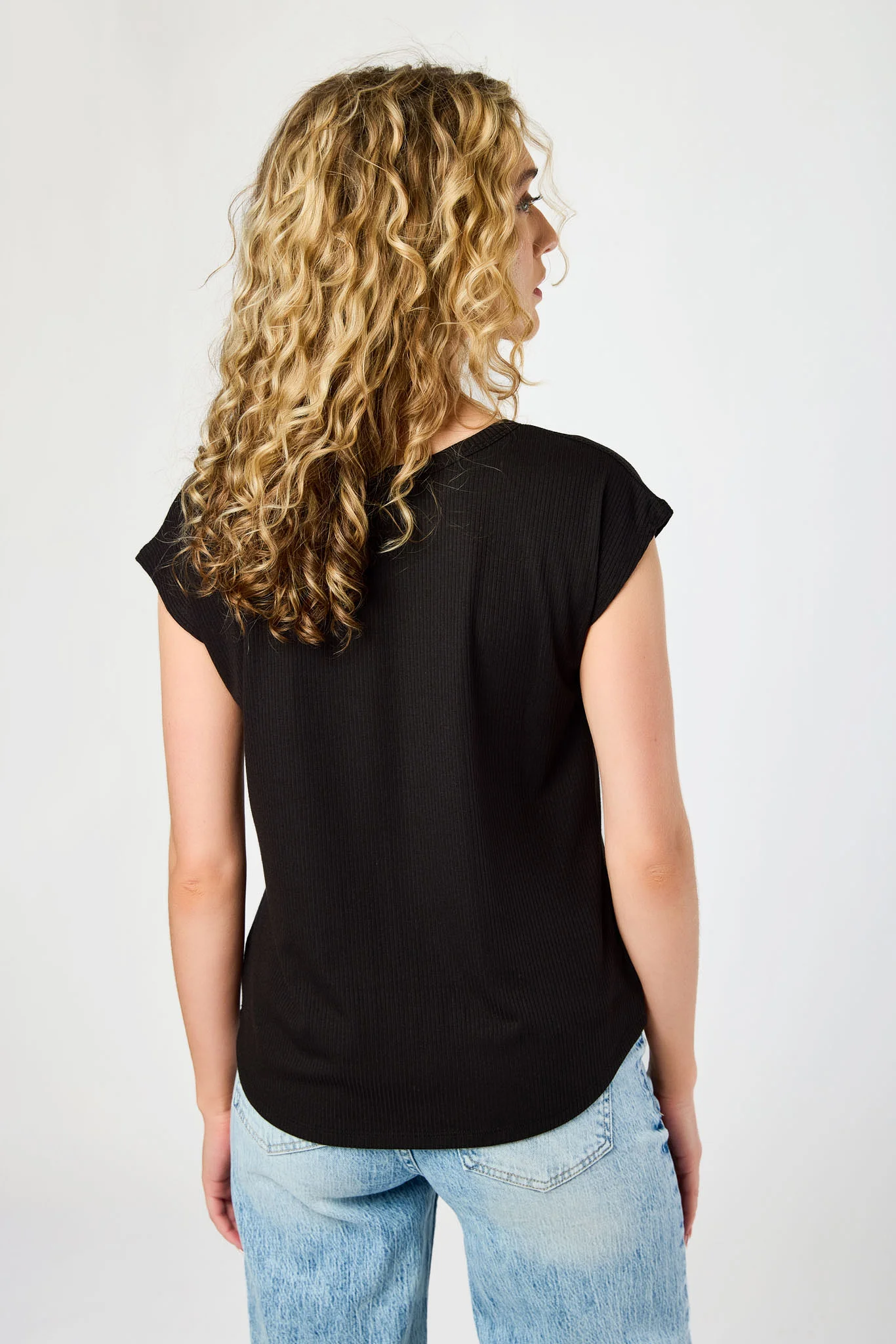 Ribbed Cap-Sleeve Tee - Image 6