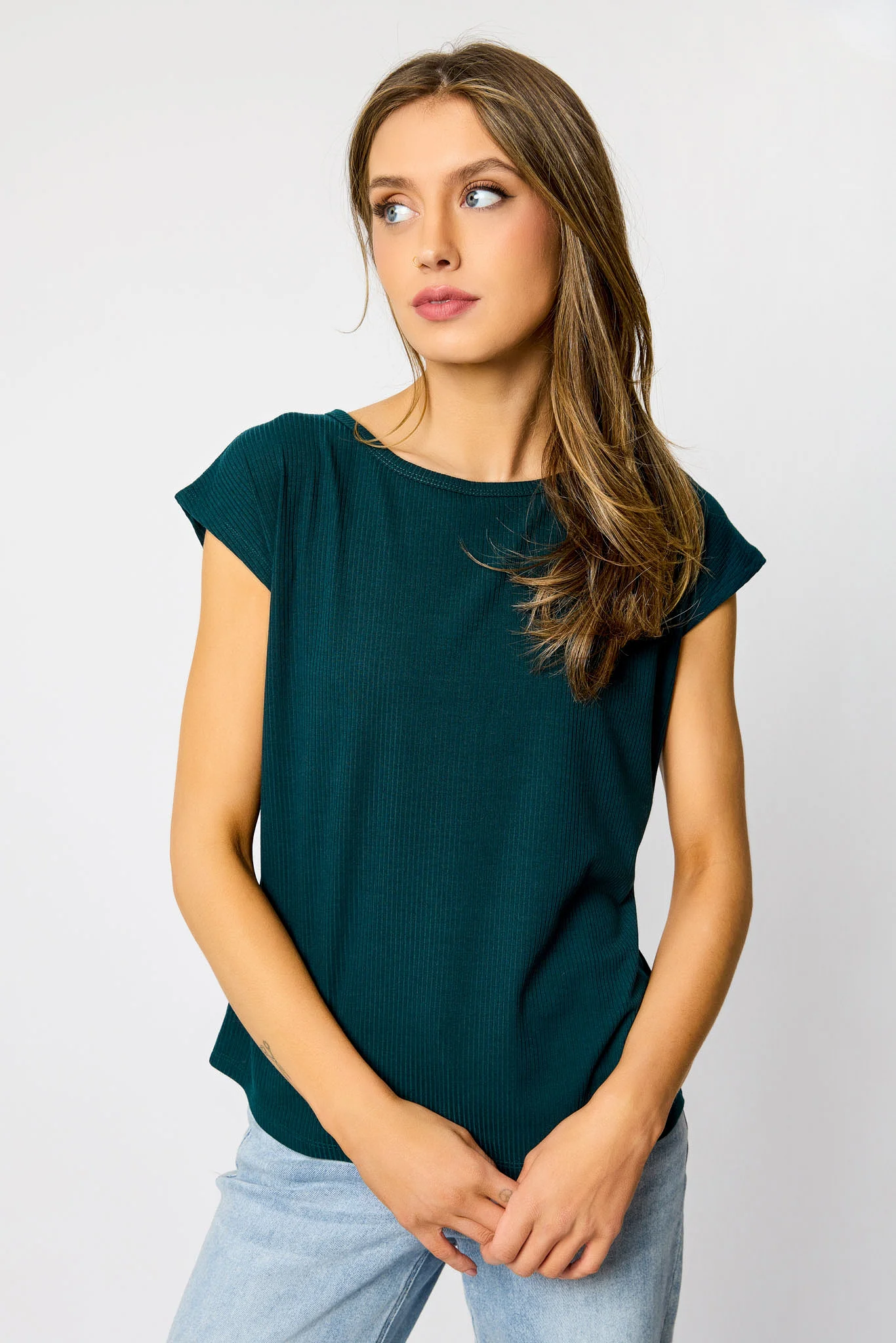 Ribbed Cap-Sleeve Tee - Image 7