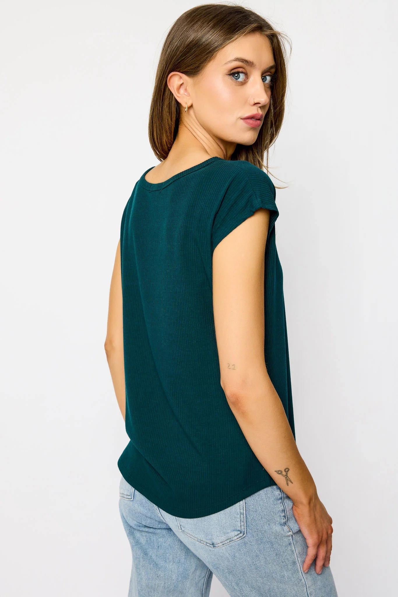 Ribbed Cap-Sleeve Tee - Image 8