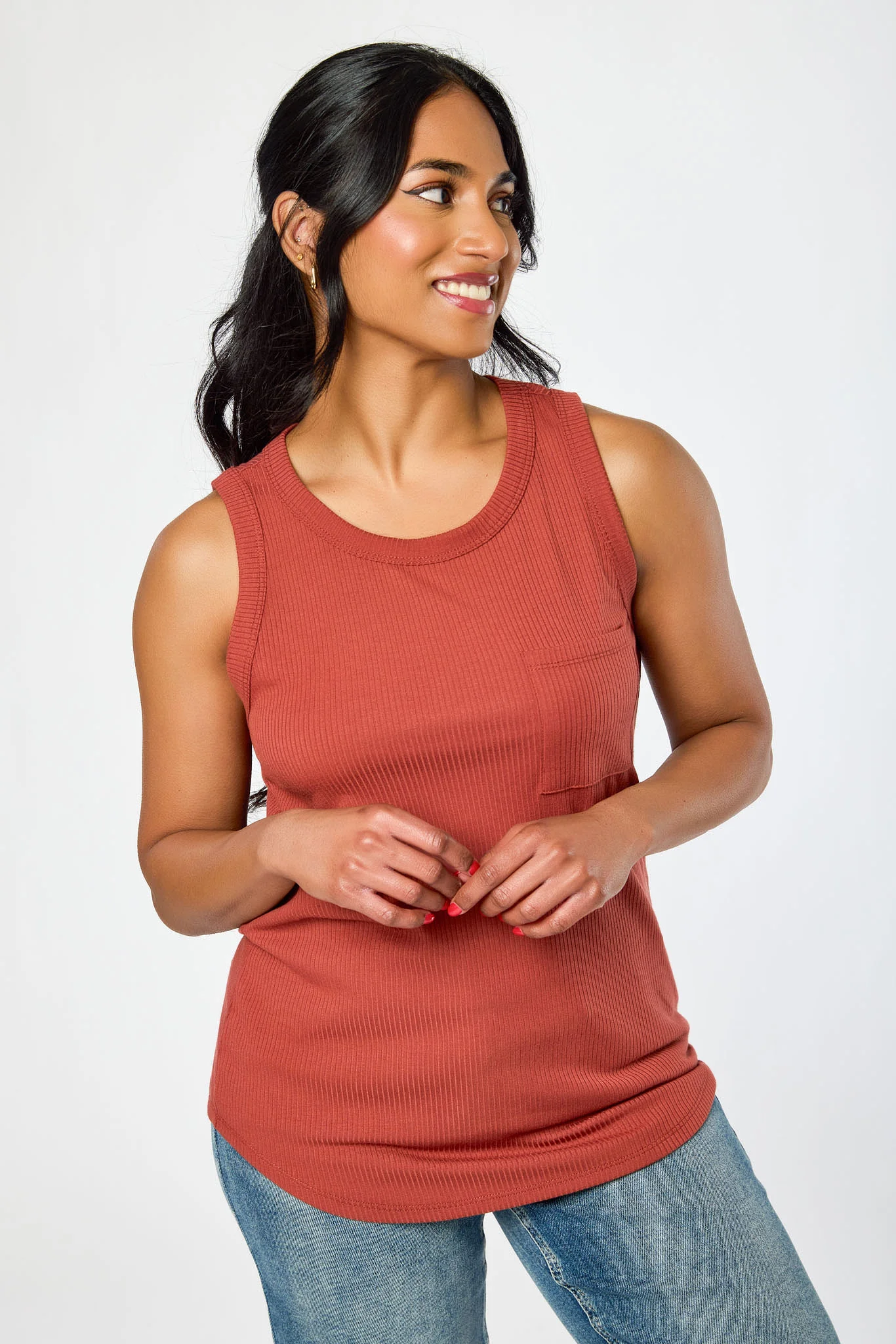 Ribbed Crew-Neck Long-Length Tank Top - Image 15
