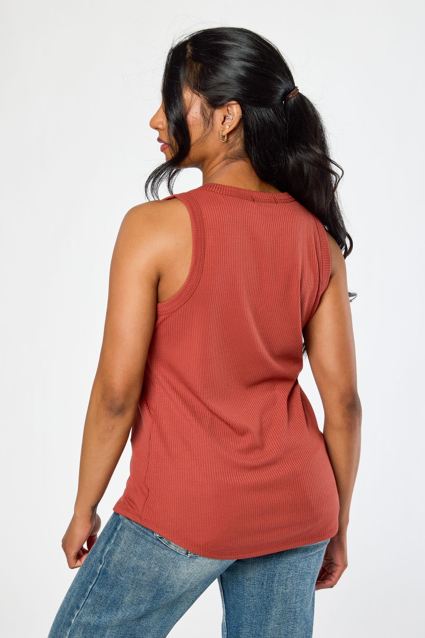 Ribbed Crew-Neck Long-Length Tank Top - Image 16
