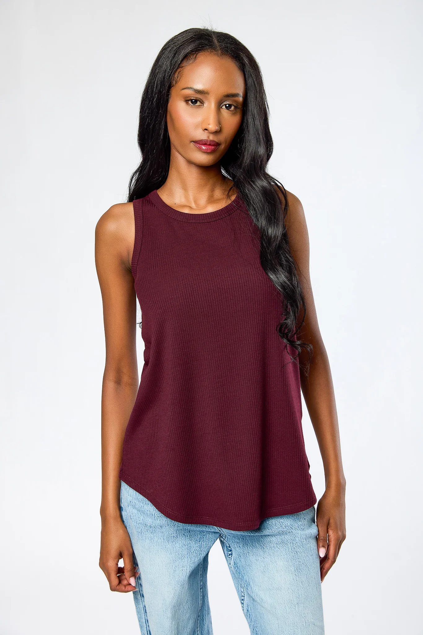 Ribbed Crew-Neck Sleeveless Swing Tunic - Image 5