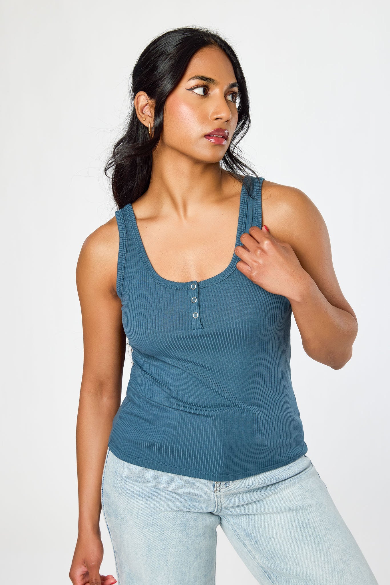 Ribbed Henley Tank Top - Image 18