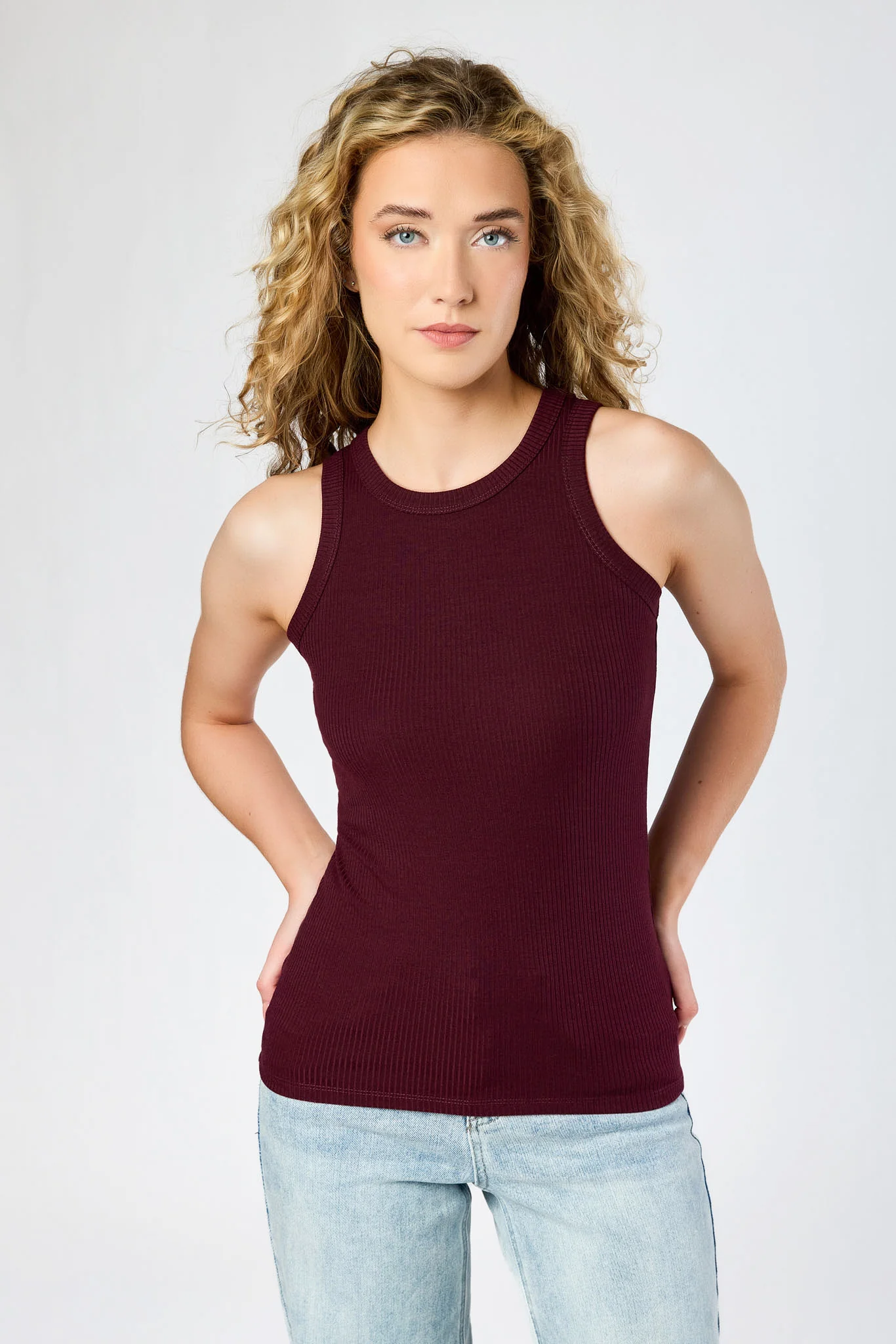 Ribbed High-Neck Long-Length Tank Top - Image 11