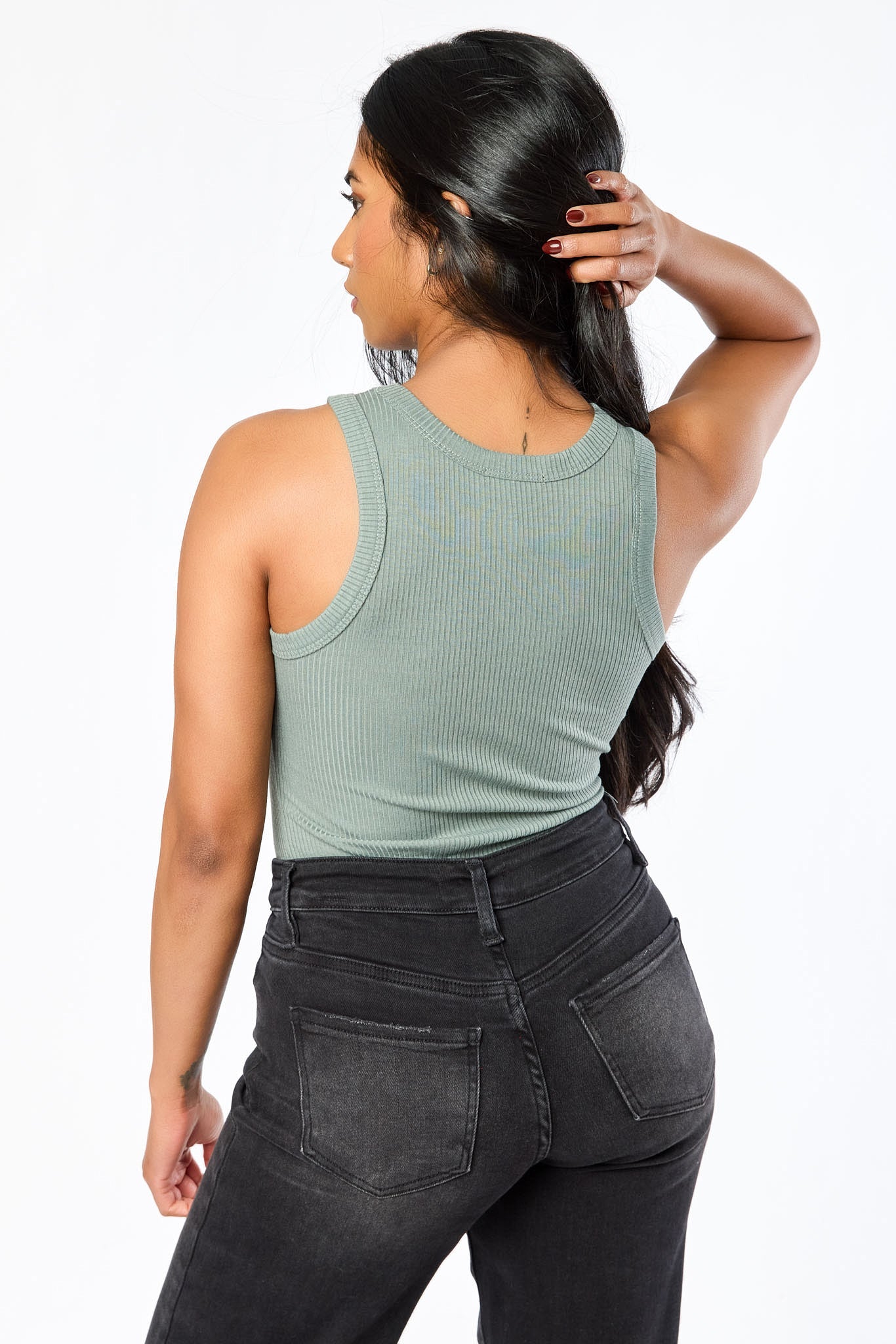 Ribbed High-Neck Long-Length Tank Top - Image 4