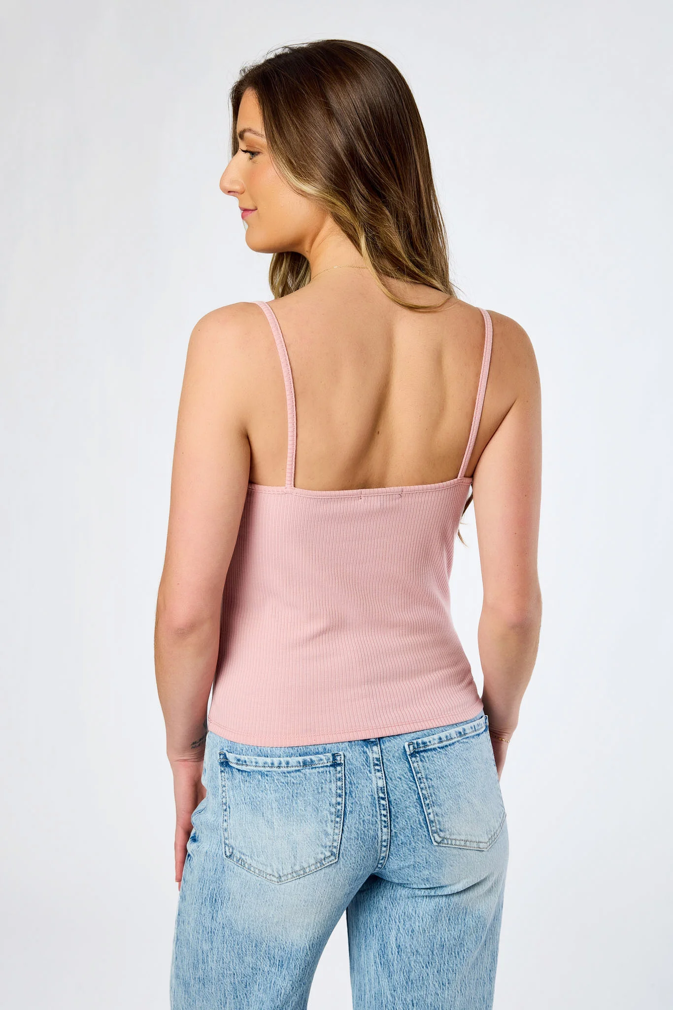 Ribbed Lace Trim Rosette Cami - Image 2