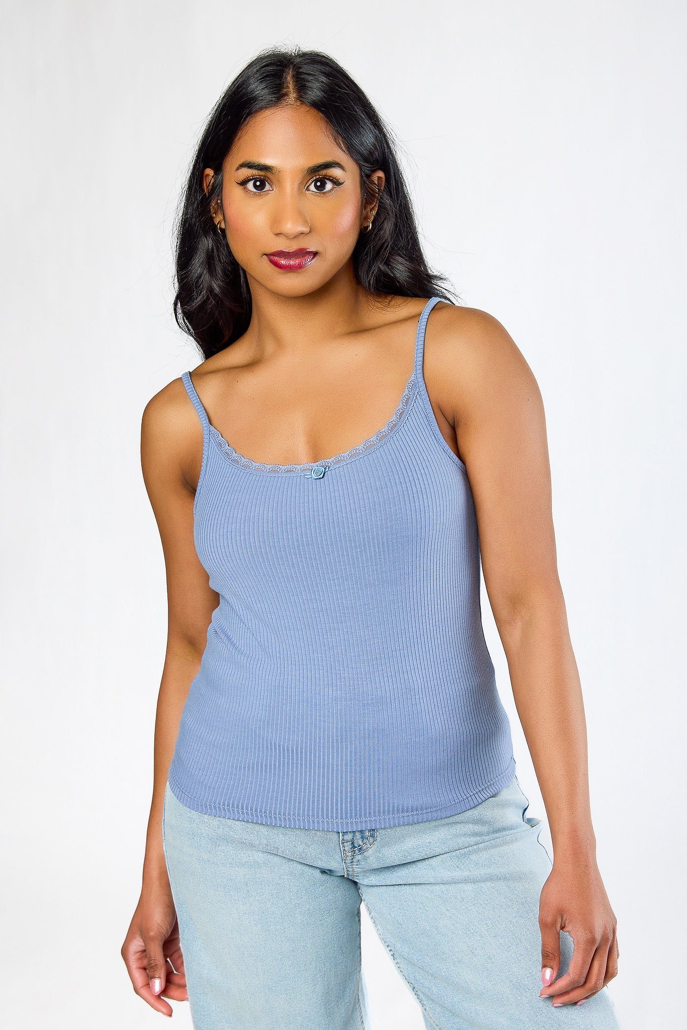 Ribbed Lace Trim Rosette Cami - Image 5