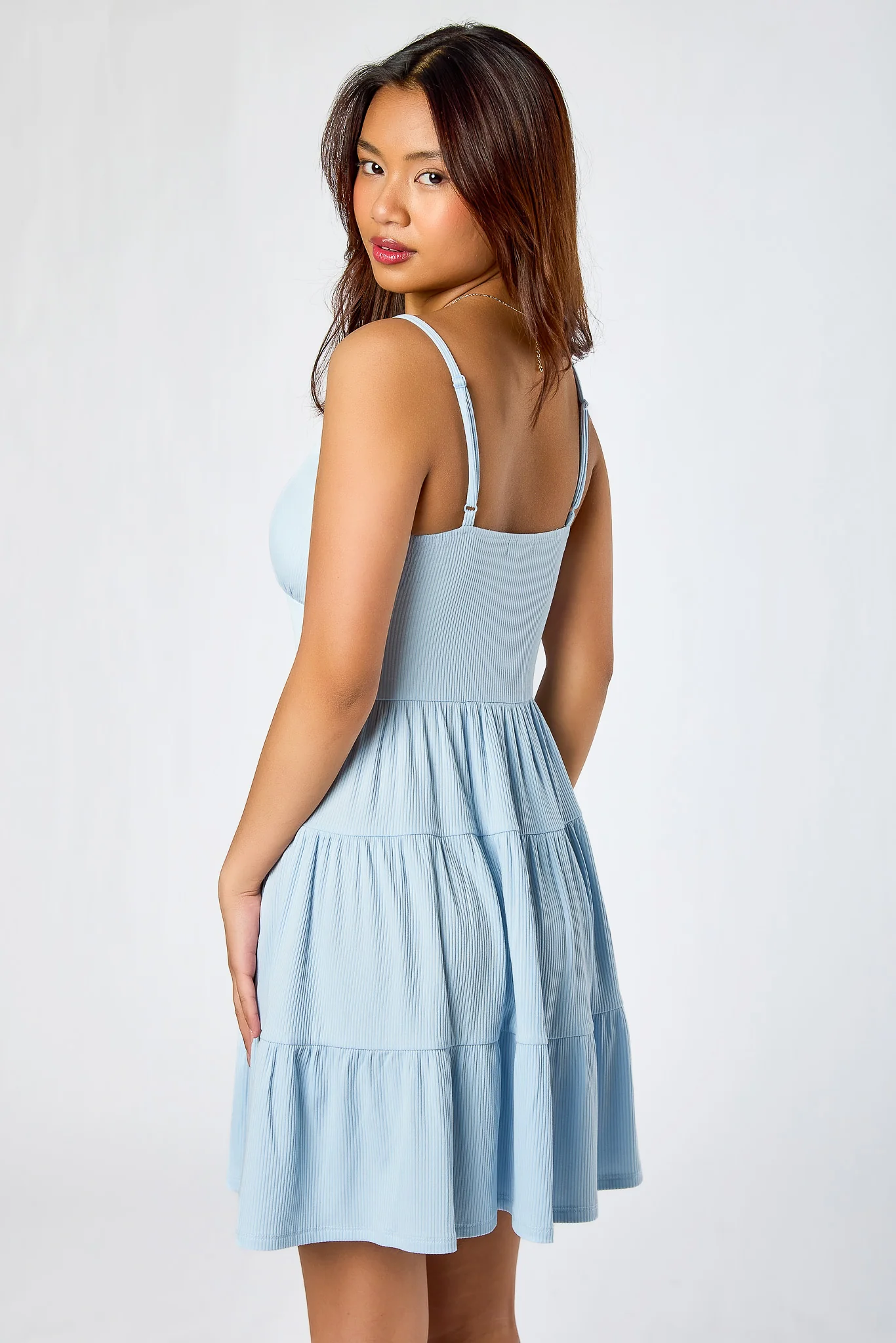 Ribbed Tiered Spaghetti-Strap Dress - Image 4
