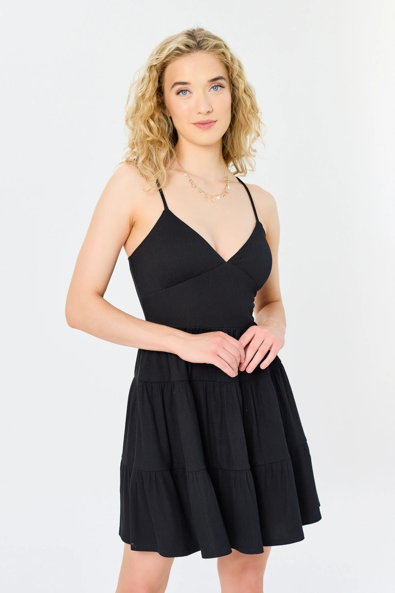 Ribbed Tiered Spaghetti-Strap Dress - Image 7