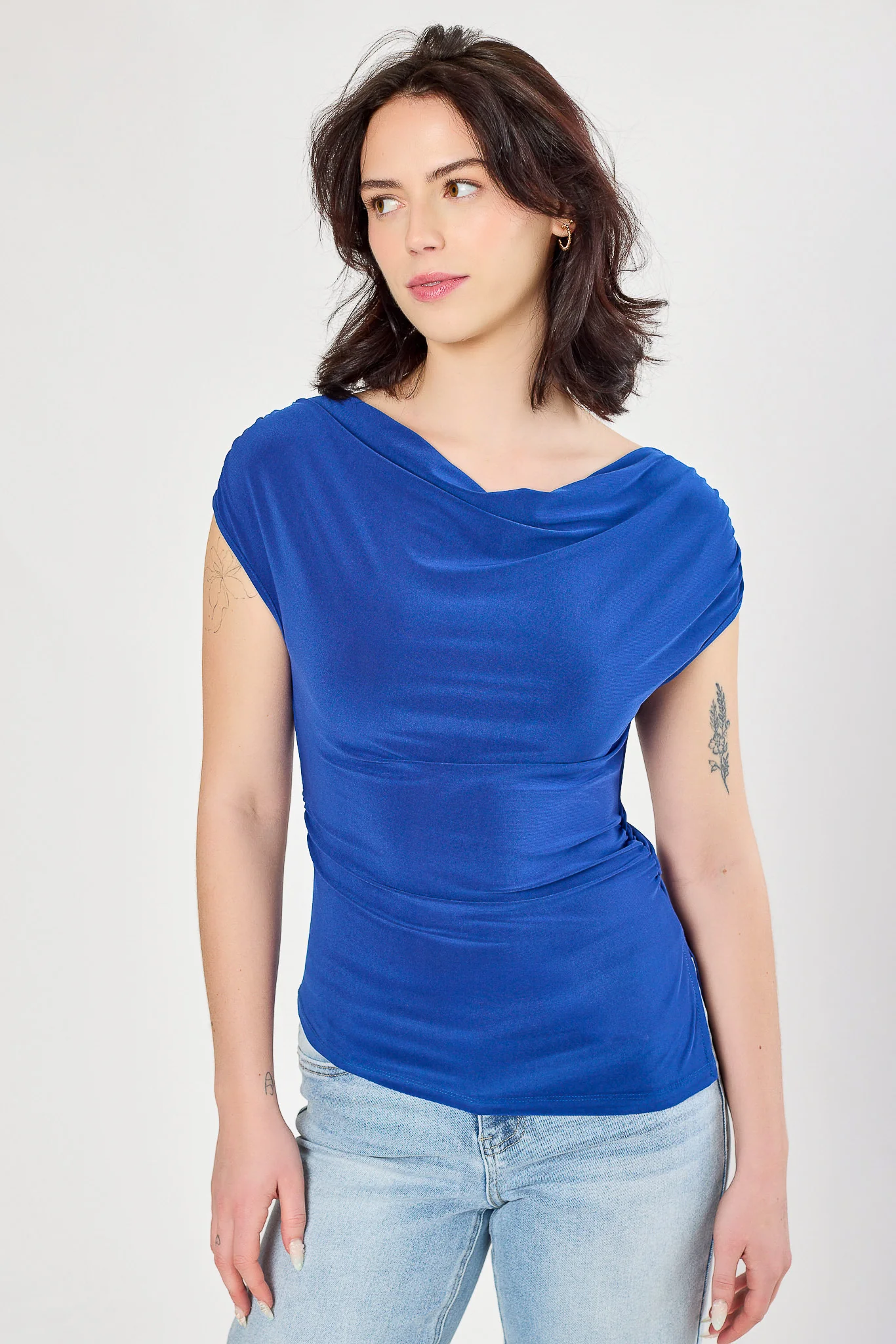 Ruched Cowl-Neck Cap-Sleeve Top - Image 8