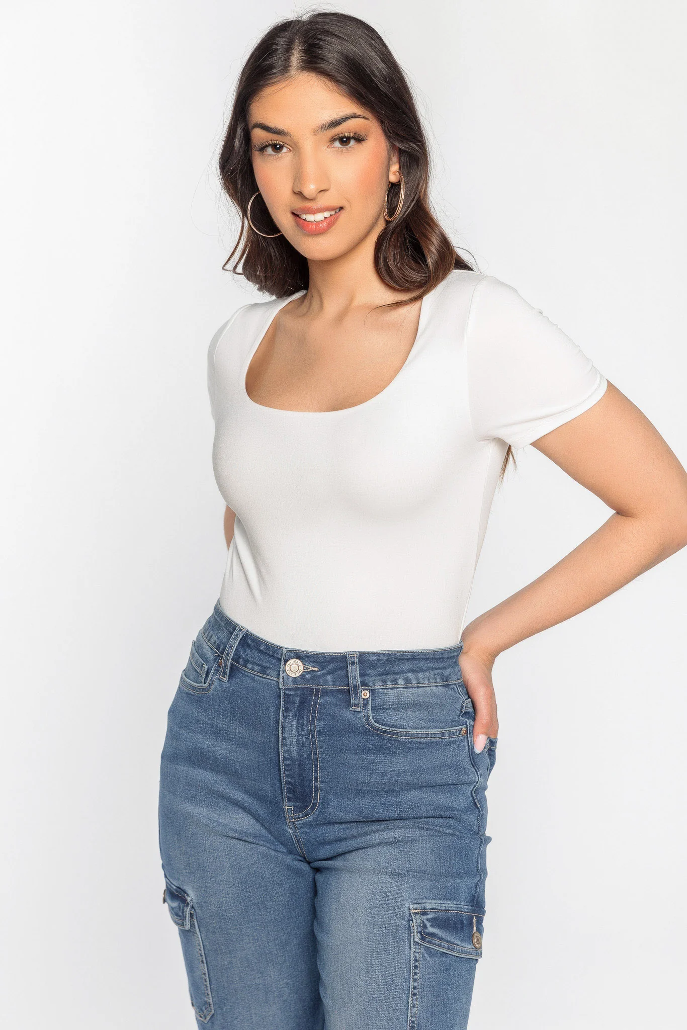 Short Sleeve Square Neck Top - Image 14