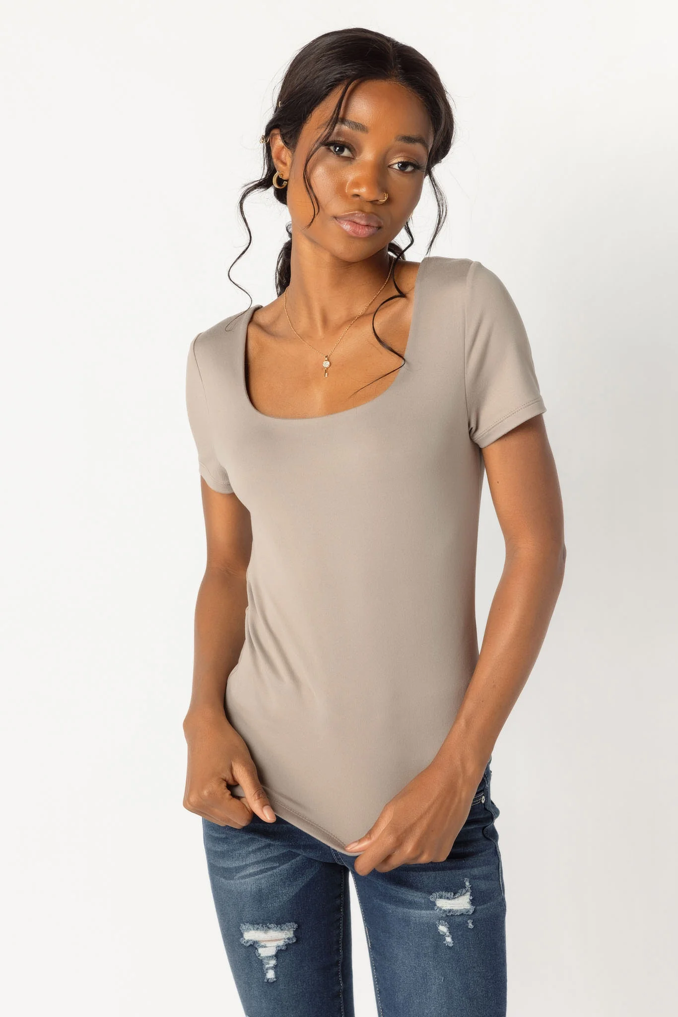 Short Sleeve Square Neck Top - Image 6