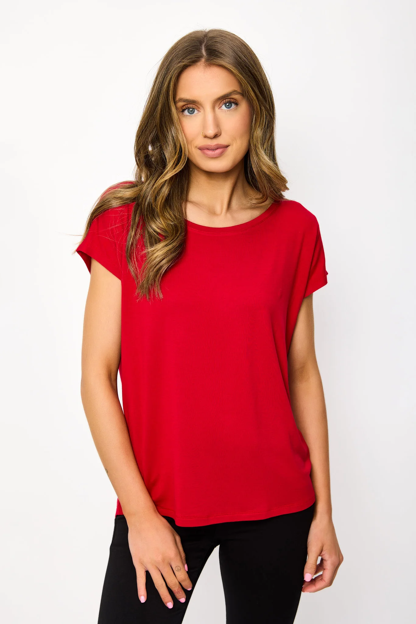 Short-Sleeve Wide-Neck Top - Image 3