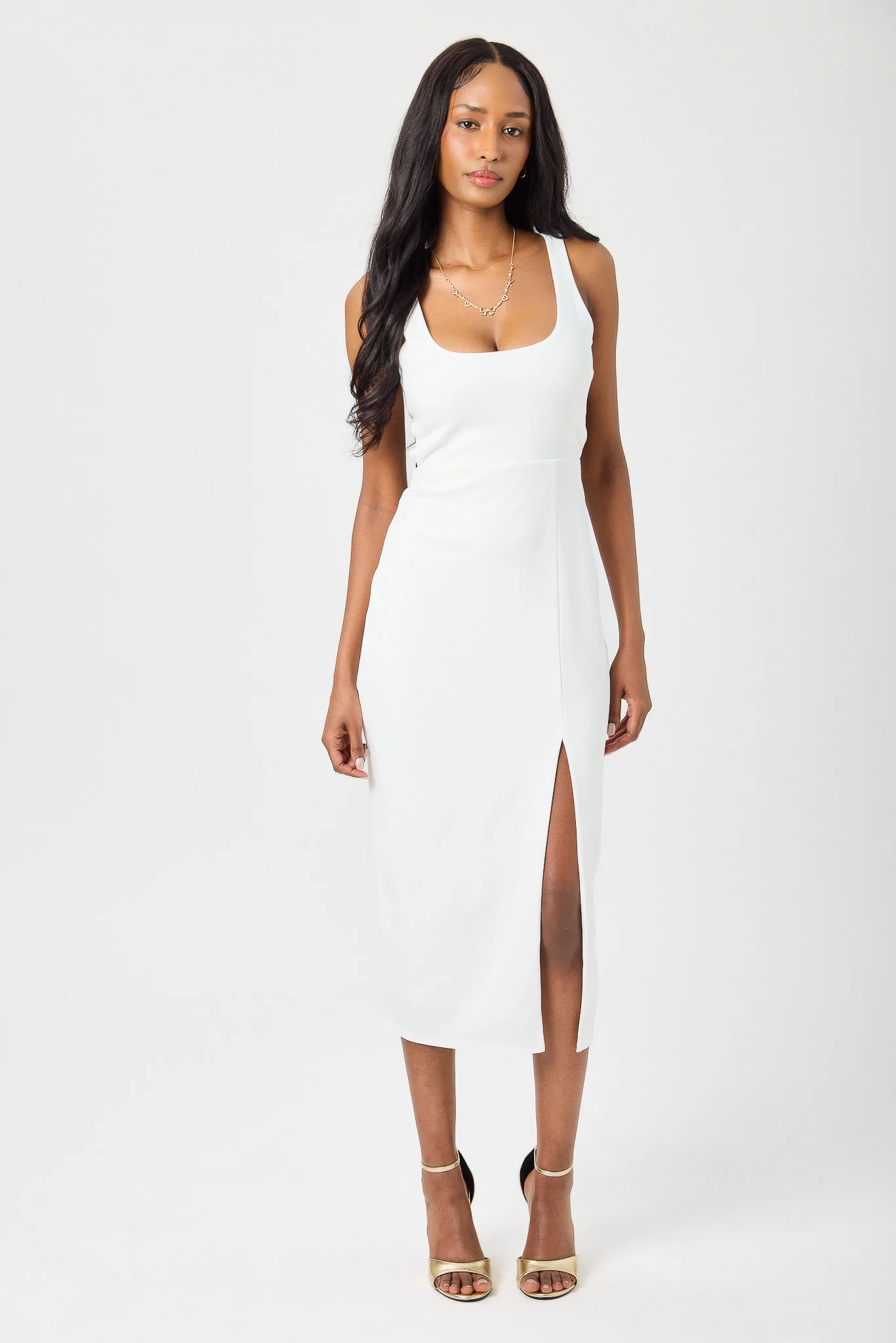 Sleeveless Knit Midi Dress with Open Back - Image 4