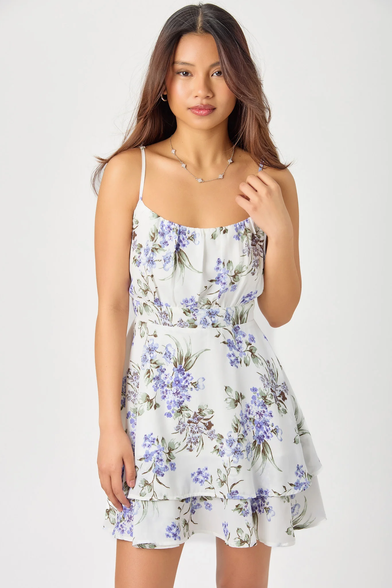Small Floral Spaghetti-Strap Emma Bust Dress with Tie-Back - Image 3