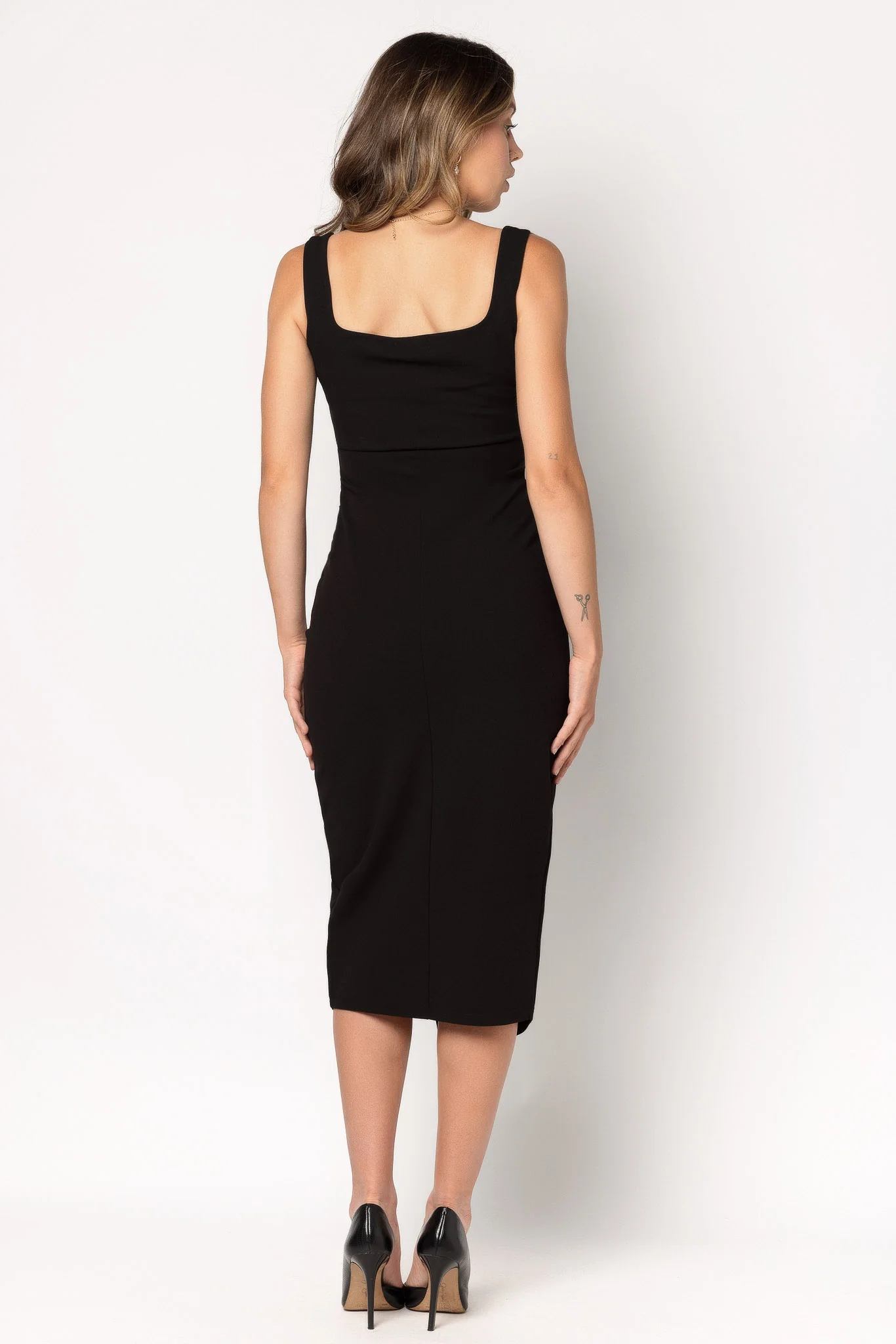 Square Neck Midi Dress with Side Slit - Image 7