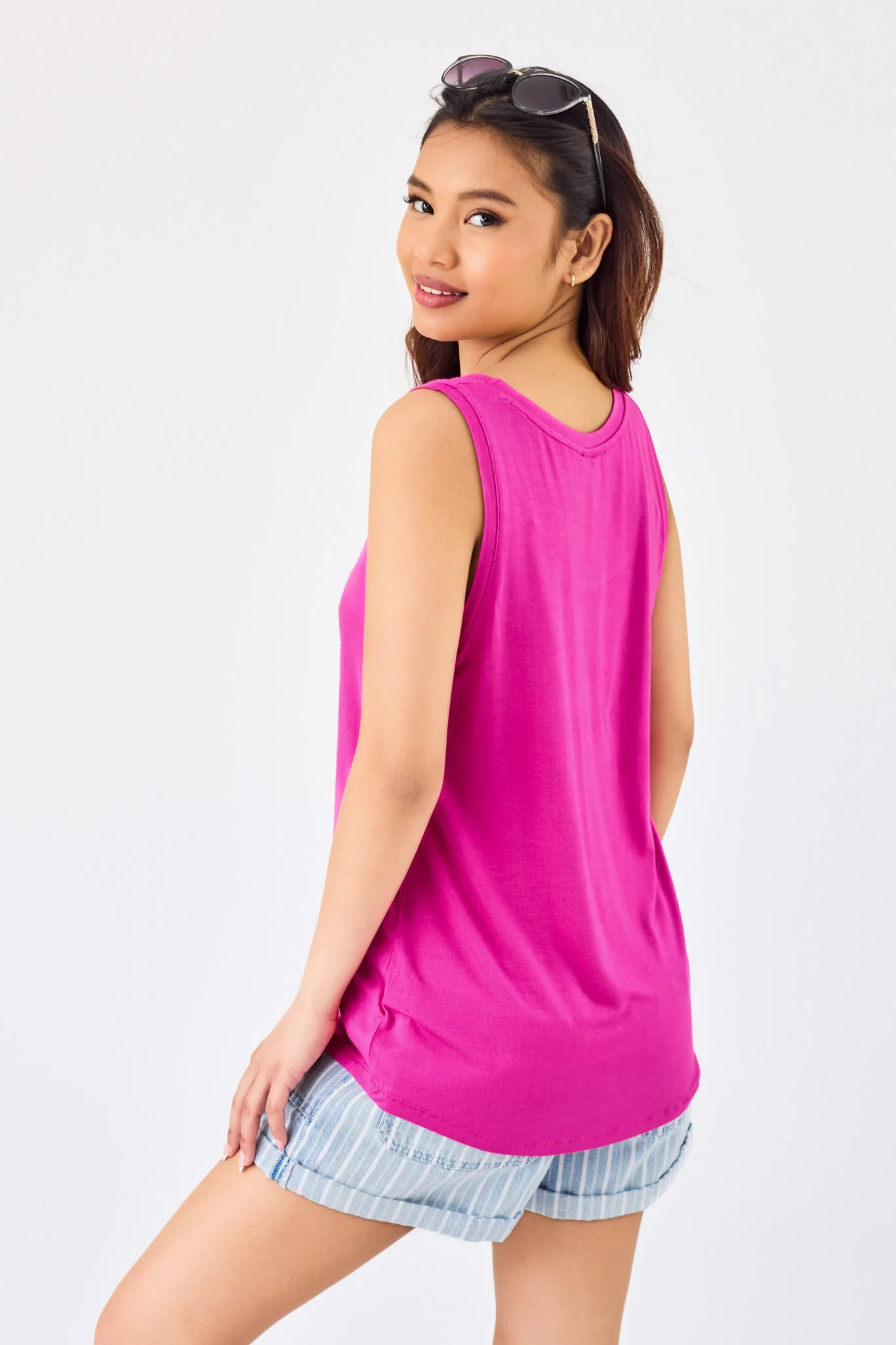 "Stay Chill" Sleeveless Scoop-Neck Tank with Shirttail Hem - Image 2