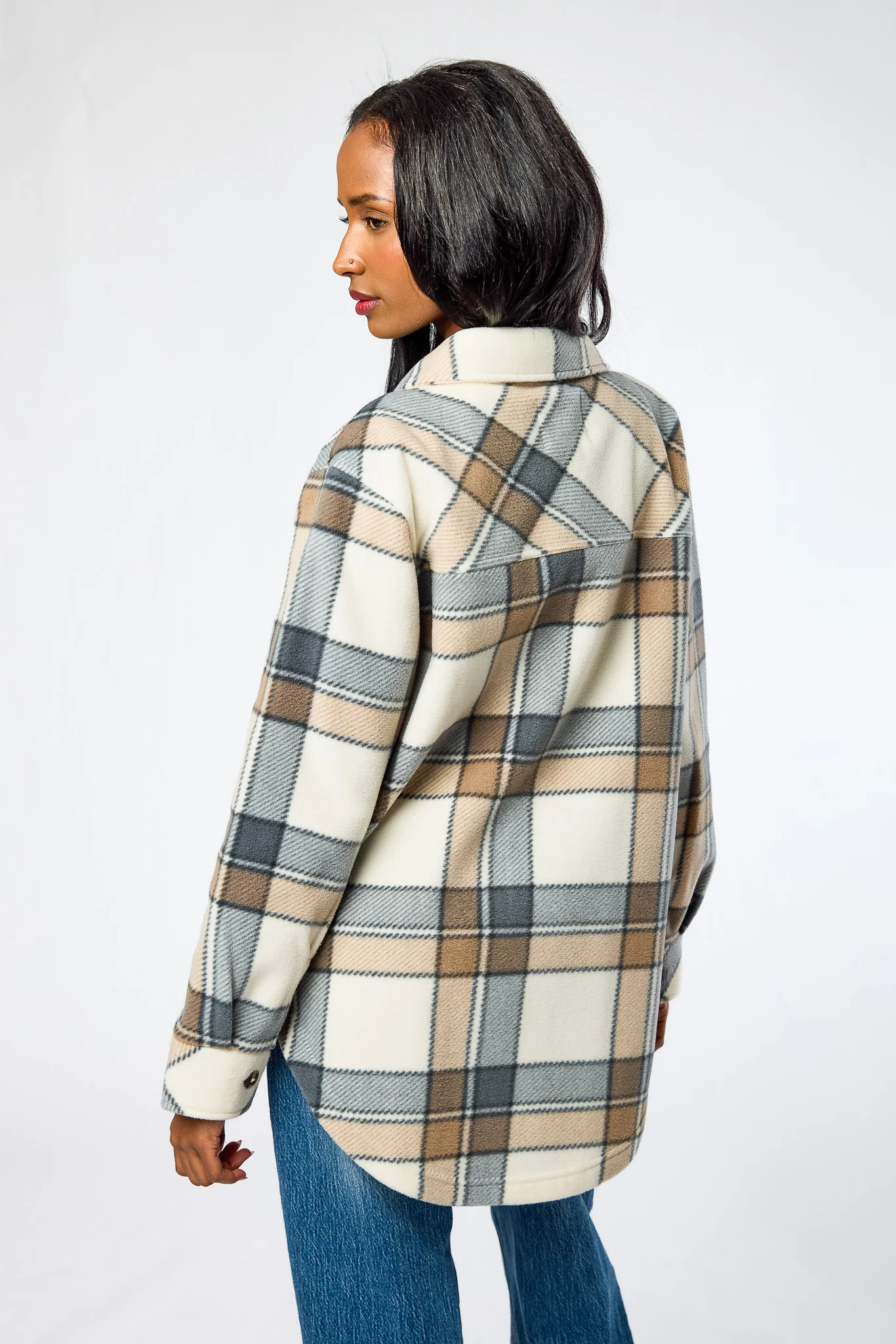 Stella Plaid Polar Fleece Shacket - Image 3