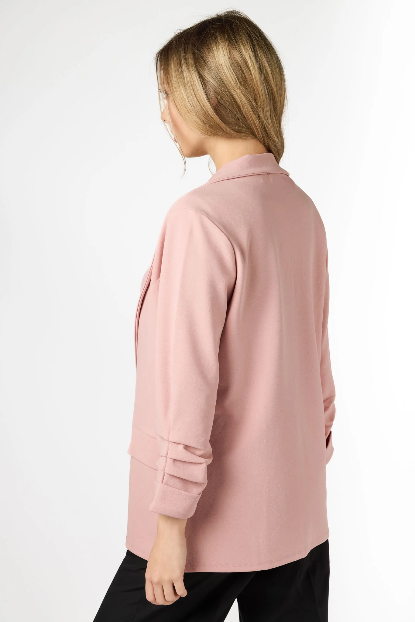 Stretch Crepe Blazer with Ruched Sleeves - Image 15