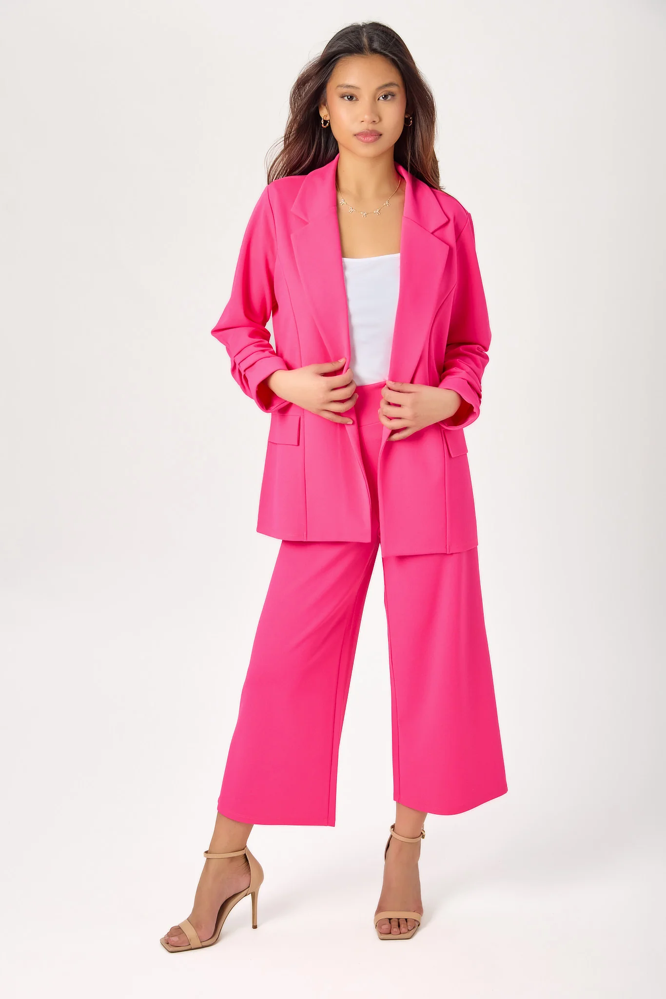 Stretch Crepe Cropped Pant with Double-Button Detail (23" Inseam) - Image 4
