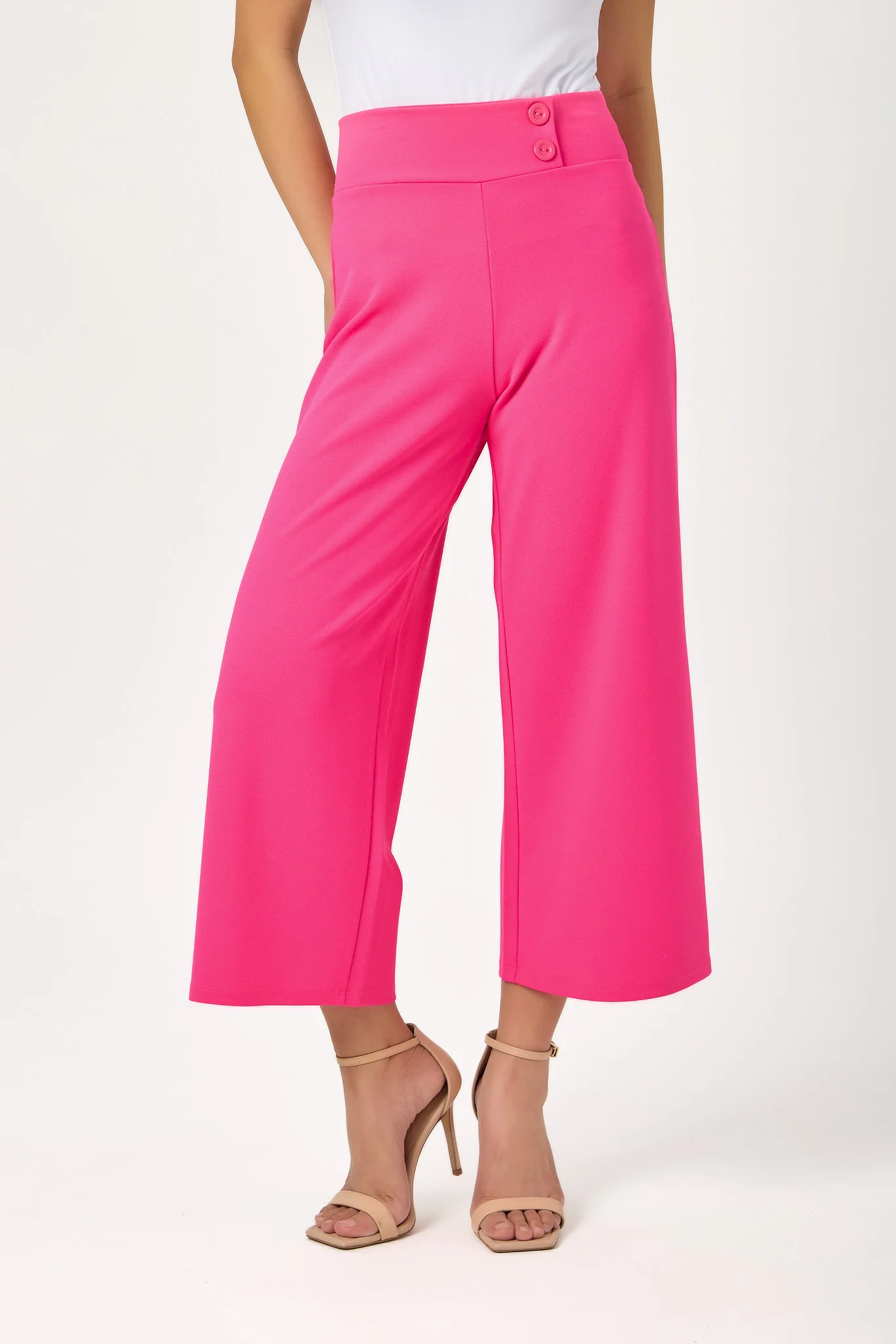 Stretch Crepe Cropped Pant with Double-Button Detail (23" Inseam) - Image 6
