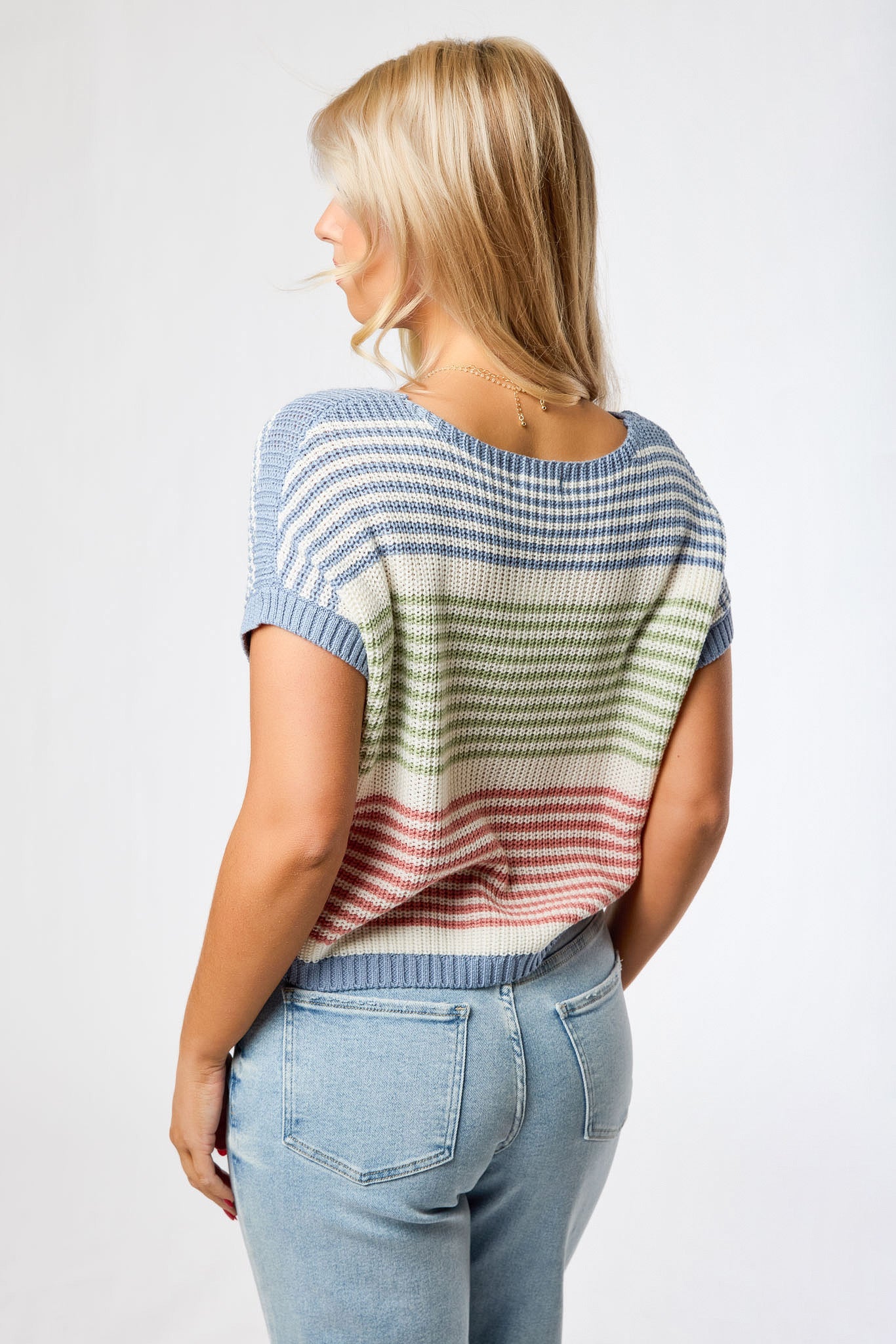 Stripe Short Sleeve Sweater - Image 3