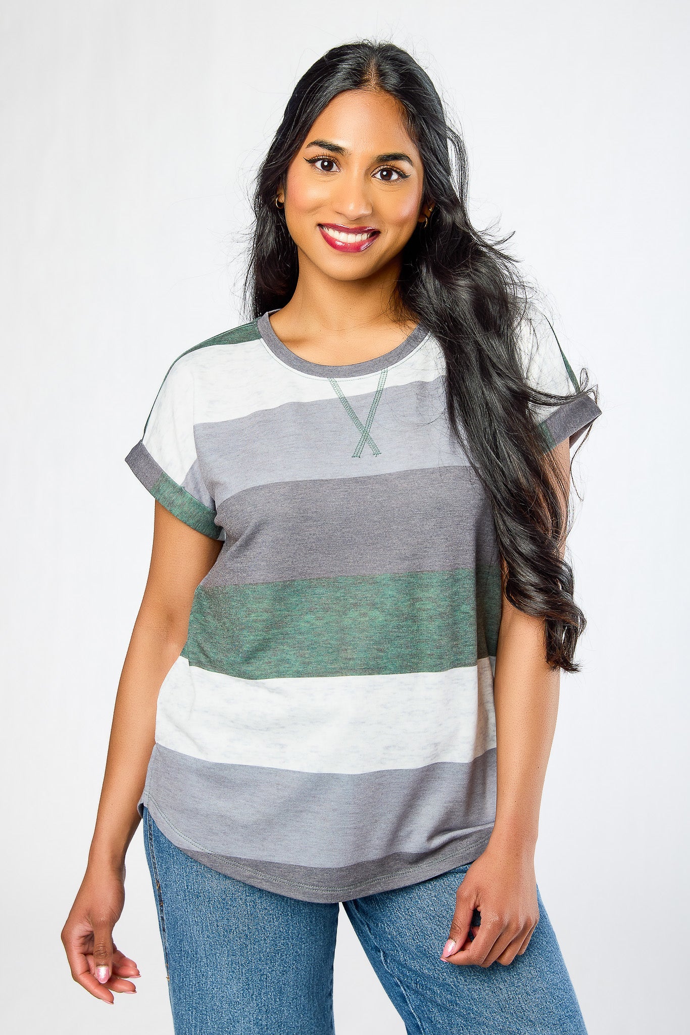 Striped Terry Split-Hem Tee - Image 4