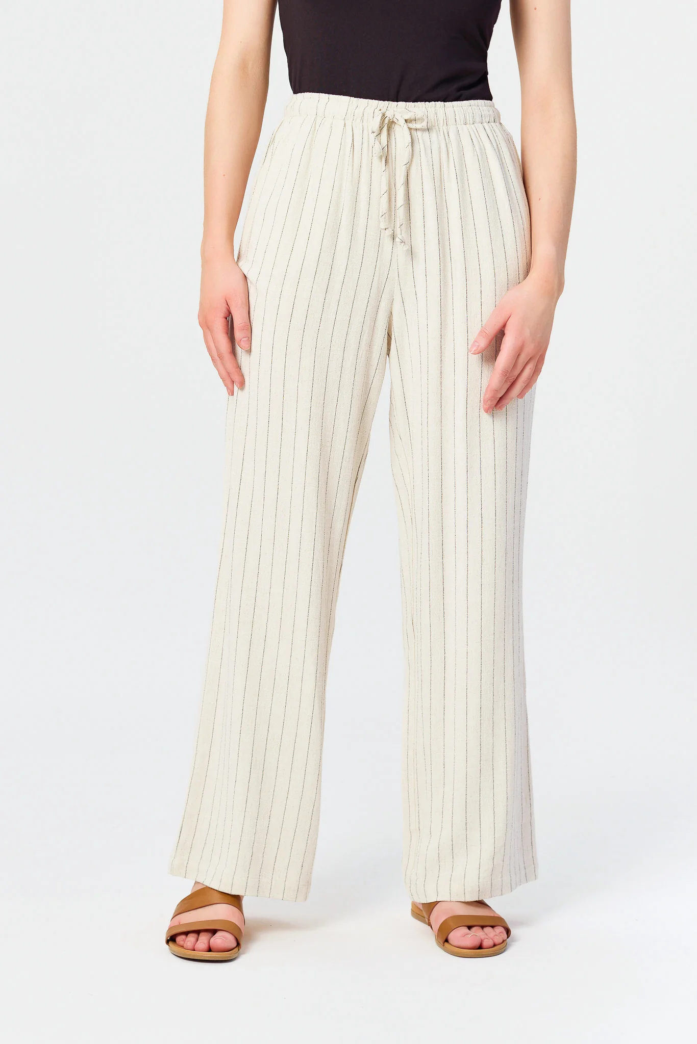 Striped Viscose Linen Drawstring Pant - Image 6