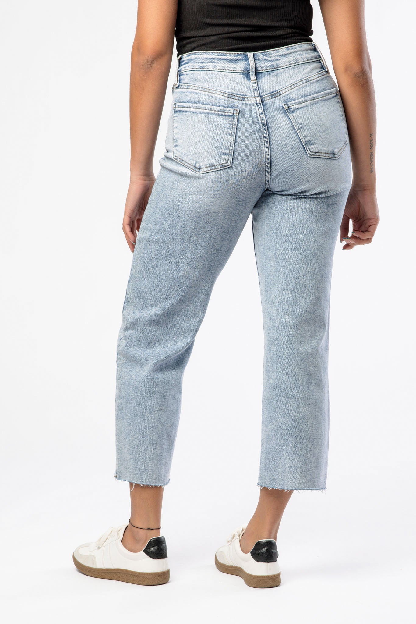 Tattoo "Charlotte" Acid Wash High-Rise Cropped Straight Leg Jean - Image 2