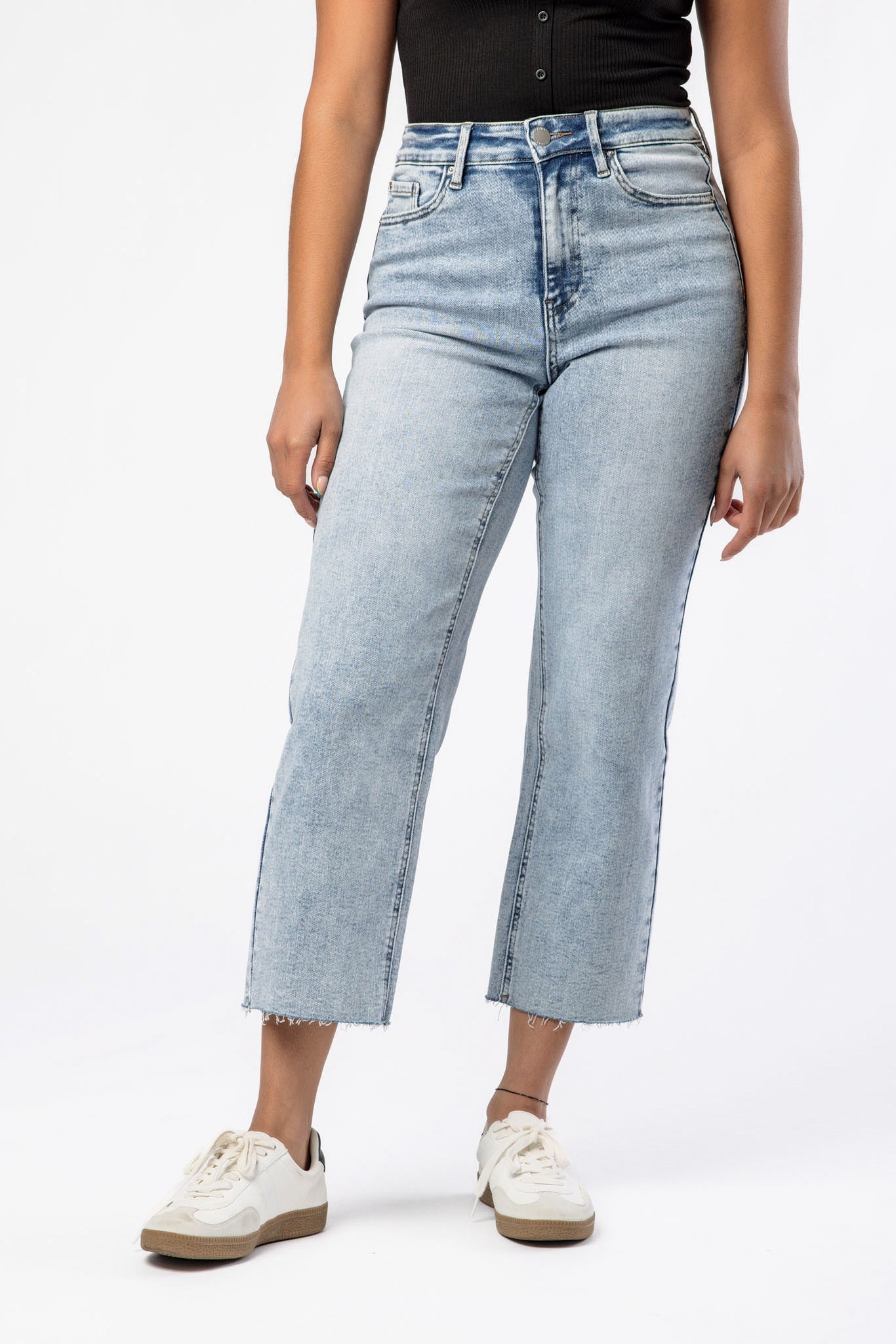 Tattoo "Charlotte" Acid Wash High-Rise Cropped Straight Leg Jean - Image 3