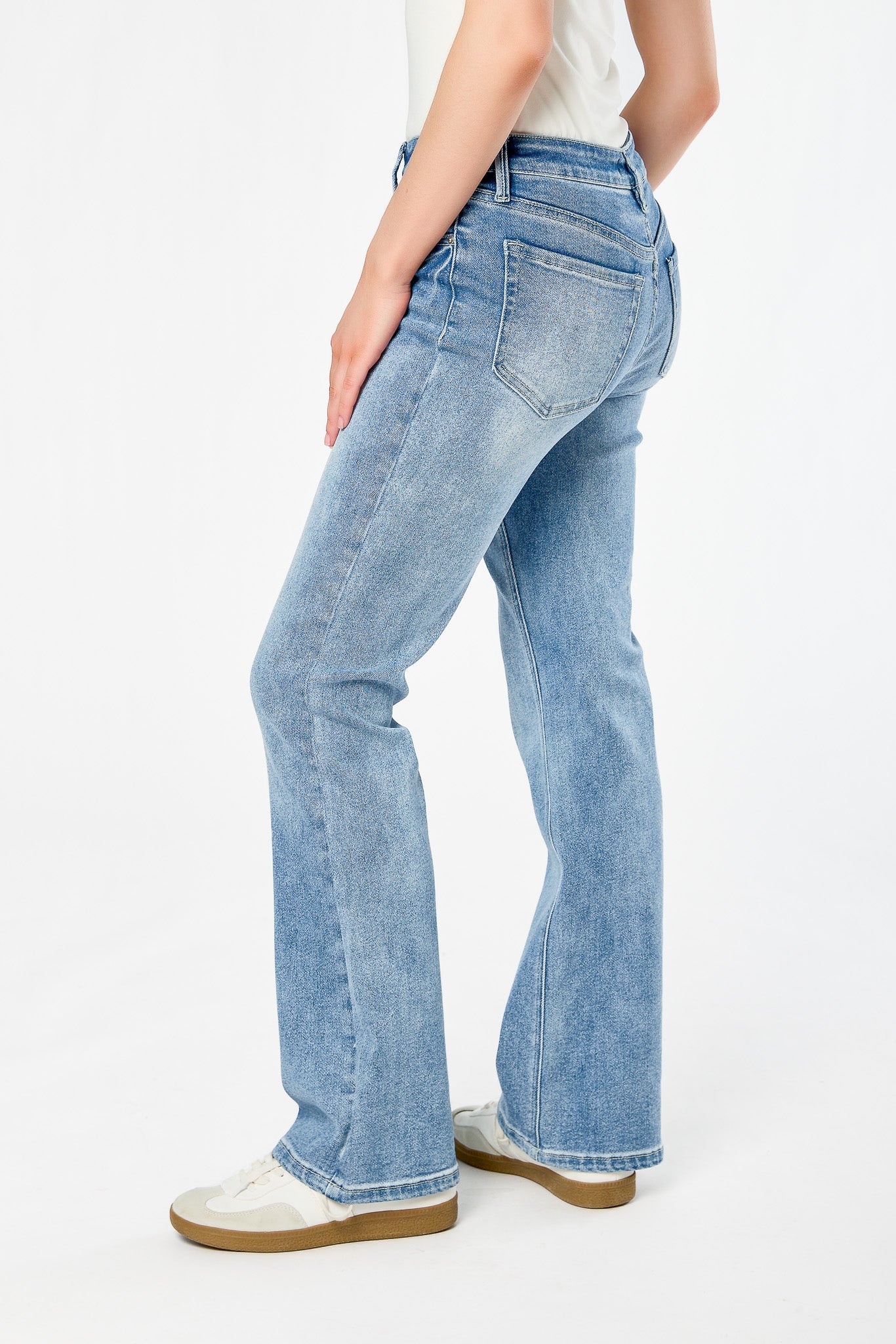 Tattoo "Amelia" Sky-Blue Mid-Rise Bootcut Jean - Image 3