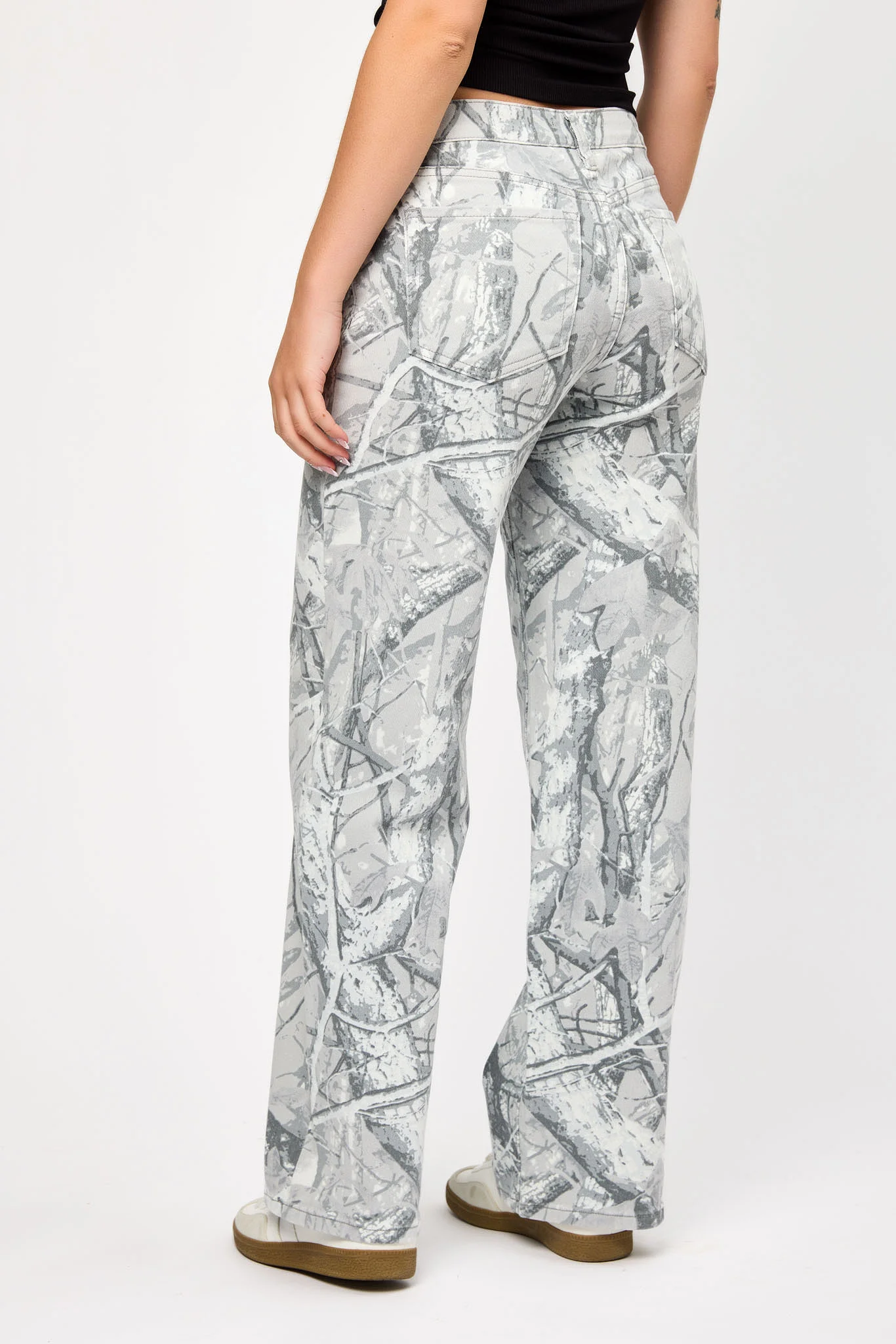 Tattoo Camo Low-Rise Wide-Leg Denim Pant - Image 3