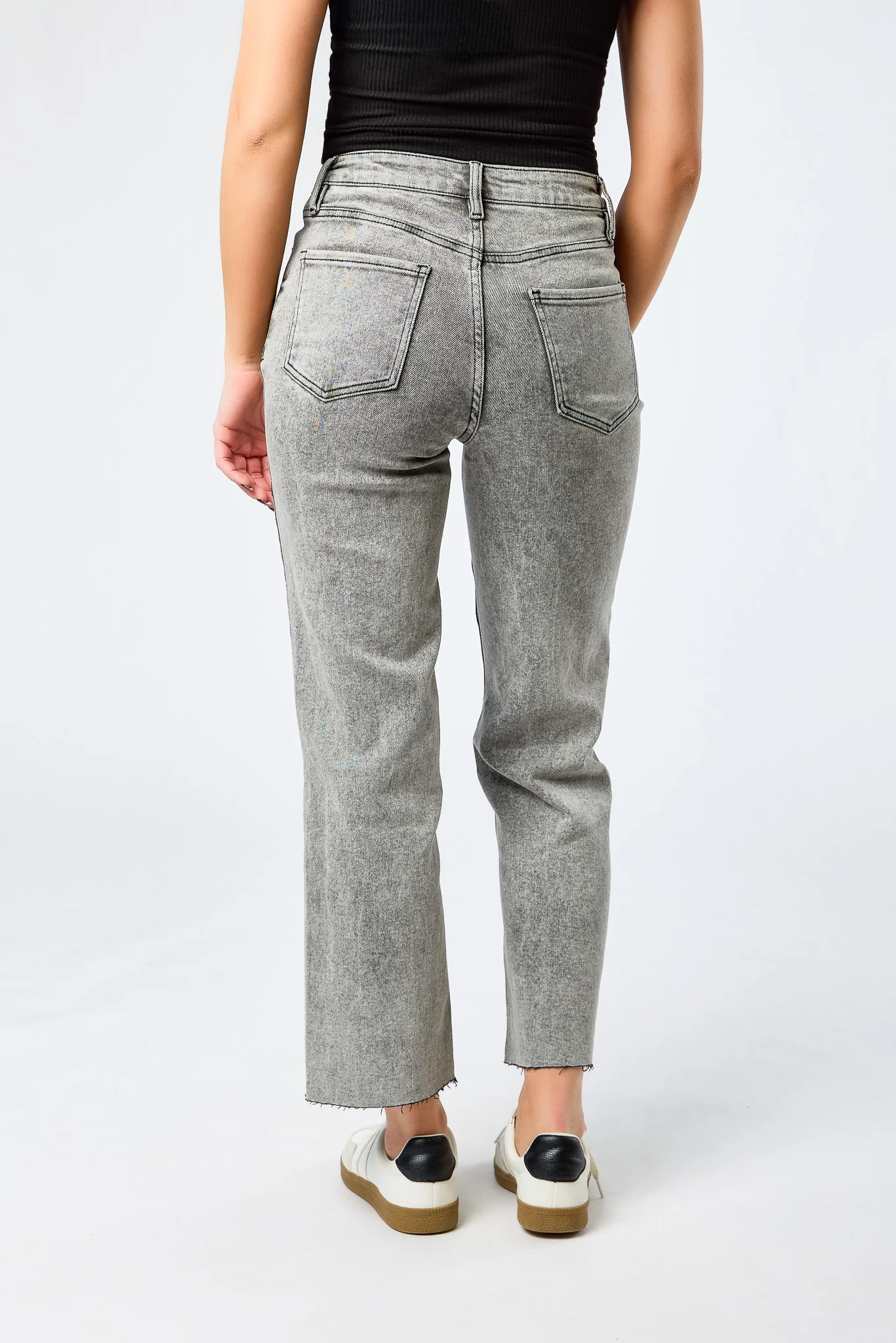 Tattoo "Charlotte" Black Acid-Wash Straight Cropped Jean - Image 2