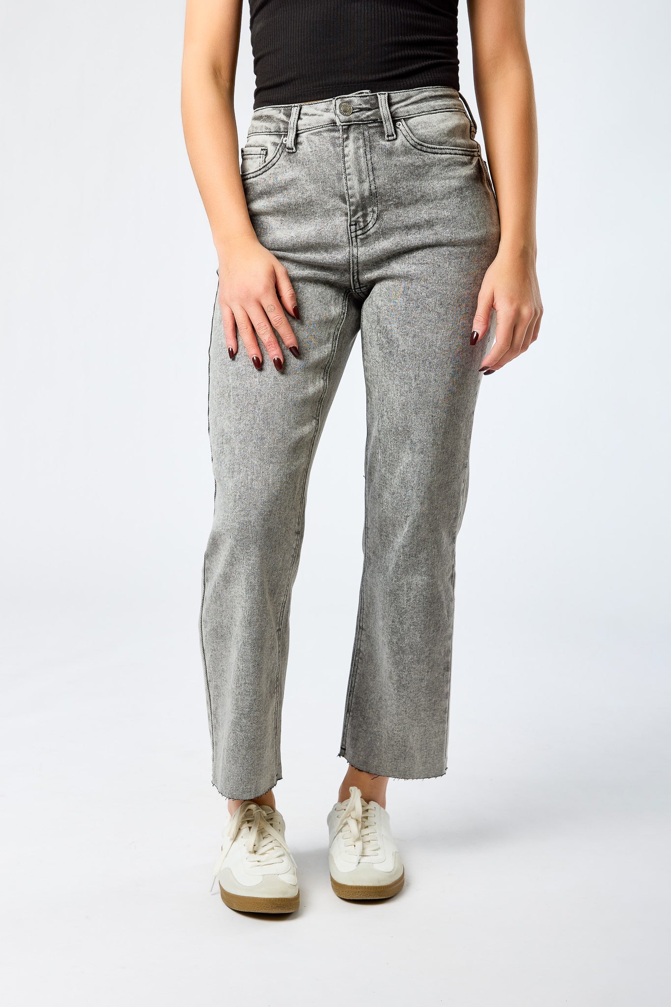 Tattoo "Charlotte" Black Acid-Wash Straight Cropped Jean - Image 3