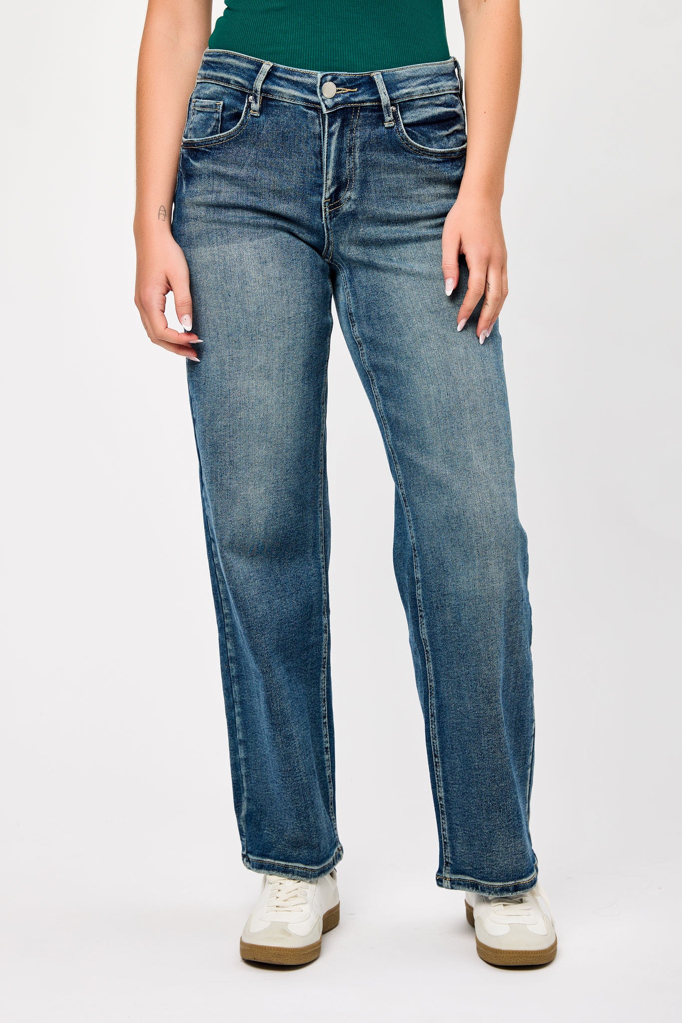Tattoo "Harper" Dark Wash Mid-Rise Wide Leg Jean - Image 3
