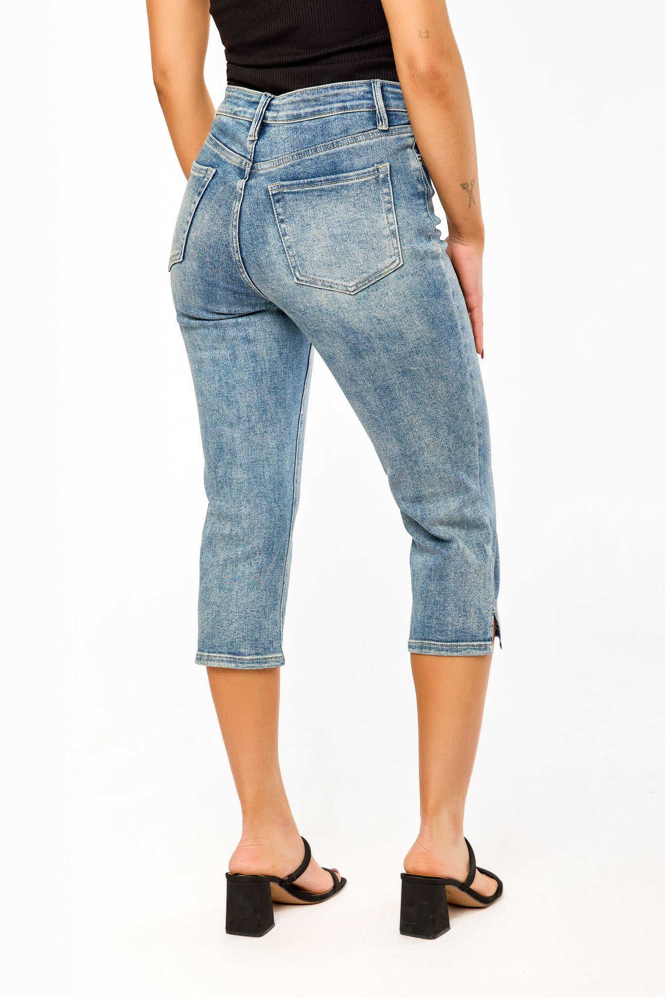 Tattoo Medium-Wash Mid-Rise Capri - Image 2