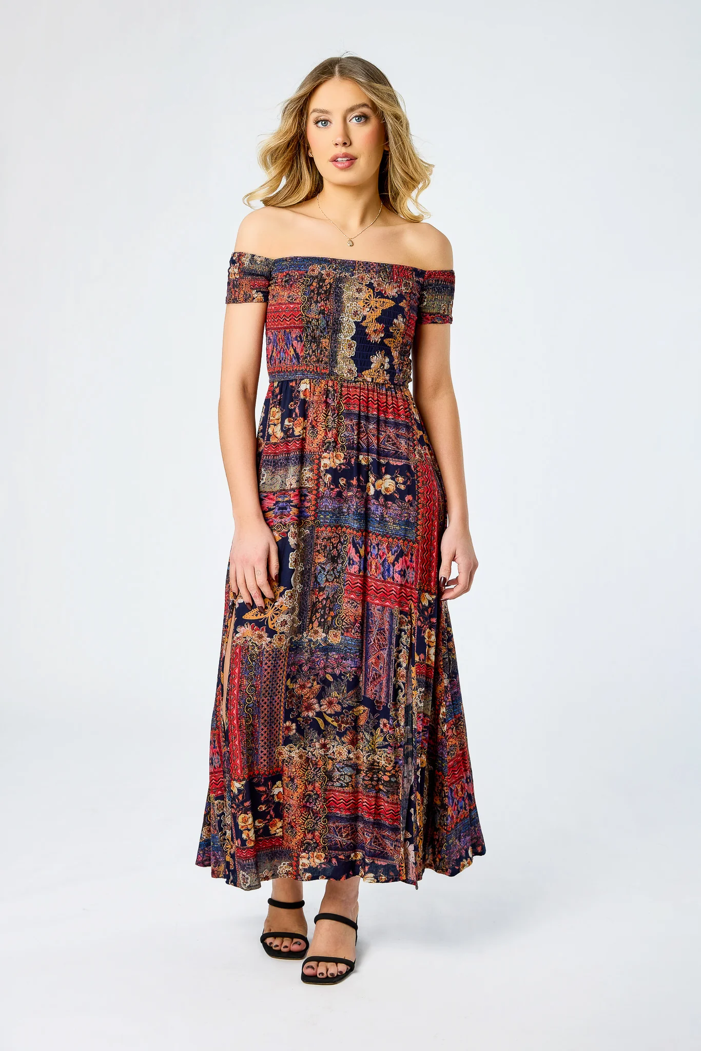 Terracotta Combo Smocked Off-Shoulder Maxi - Image 2