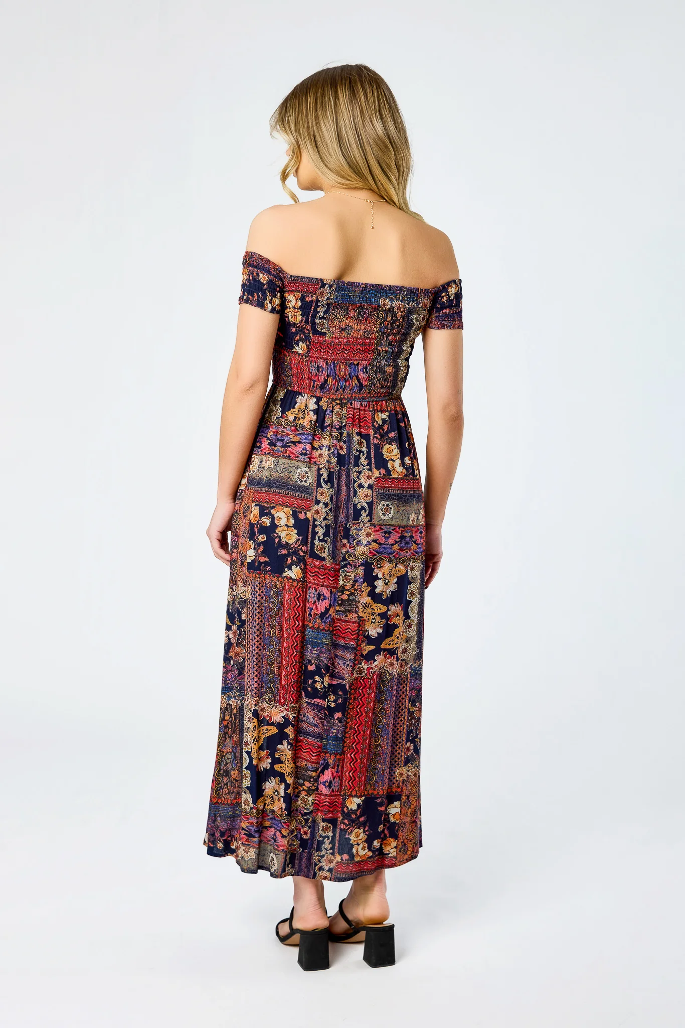 Terracotta Combo Smocked Off-Shoulder Maxi - Image 3